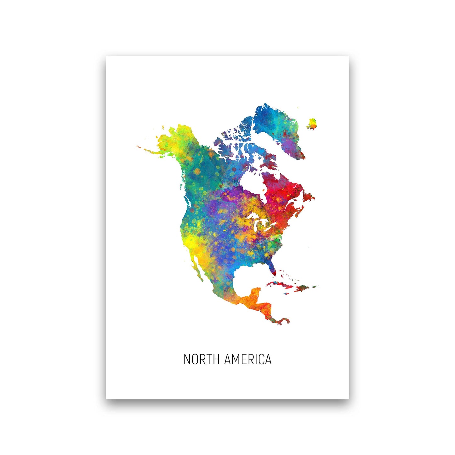 North America Watercolour Map Art Print by Michael Tompsett Print Only