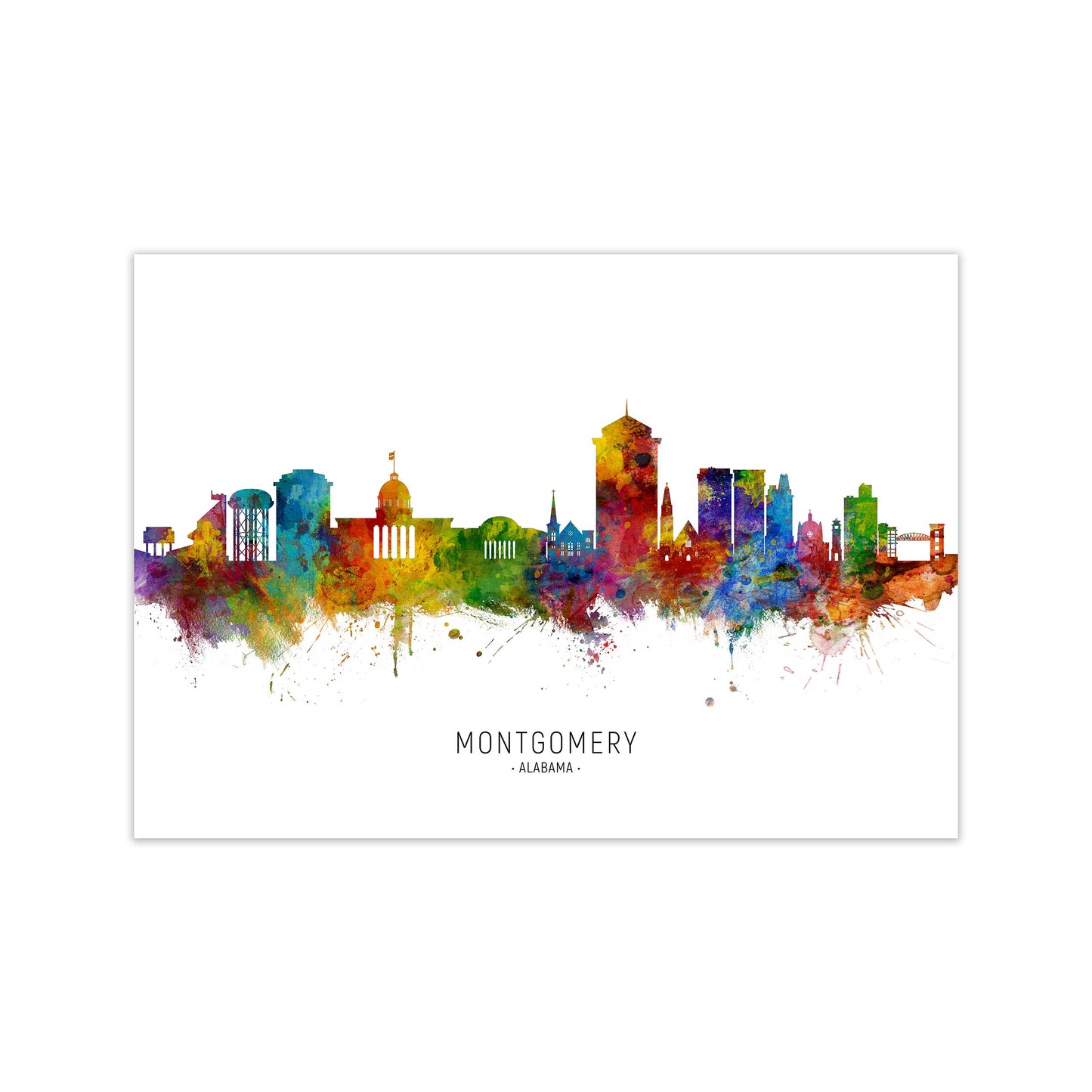 Montgomery Alabama Skyline Art Print by Michael Tompsett Print Only