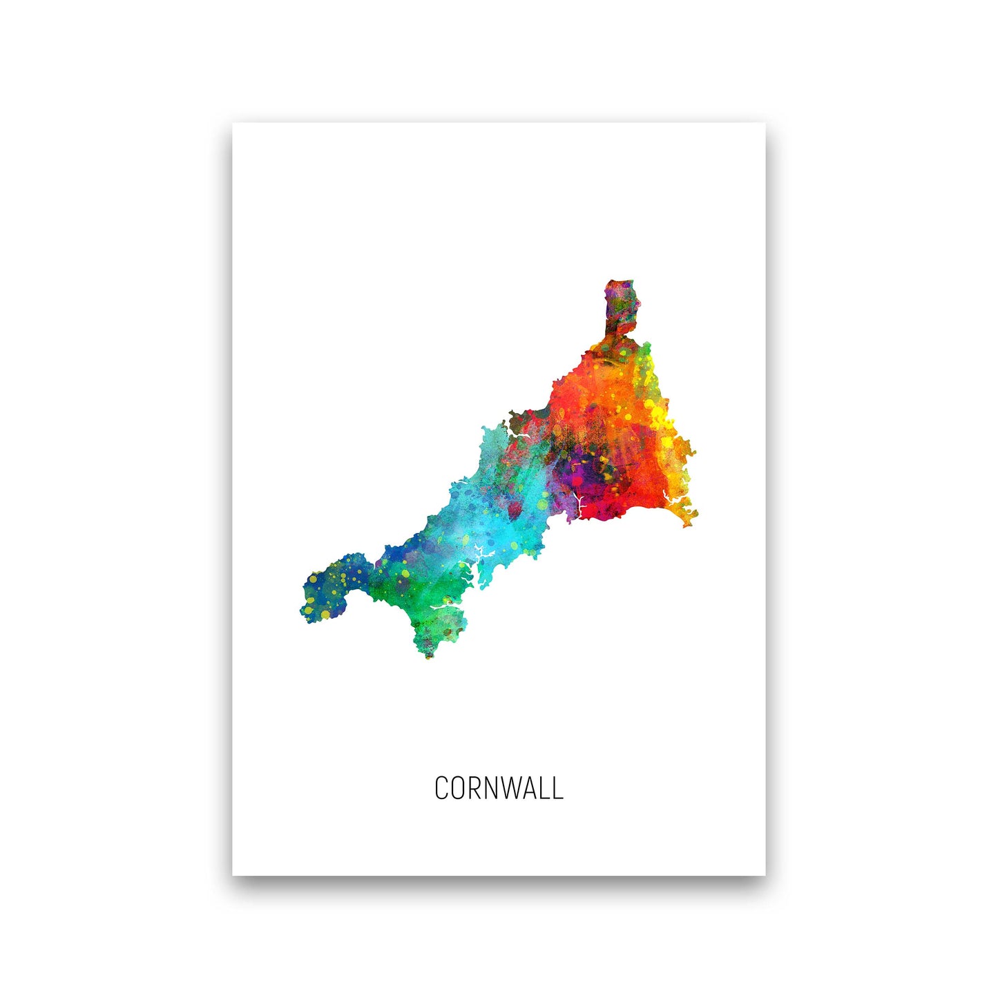 Cornwall Watercolour Map Art Print by Michael Tompsett Print Only