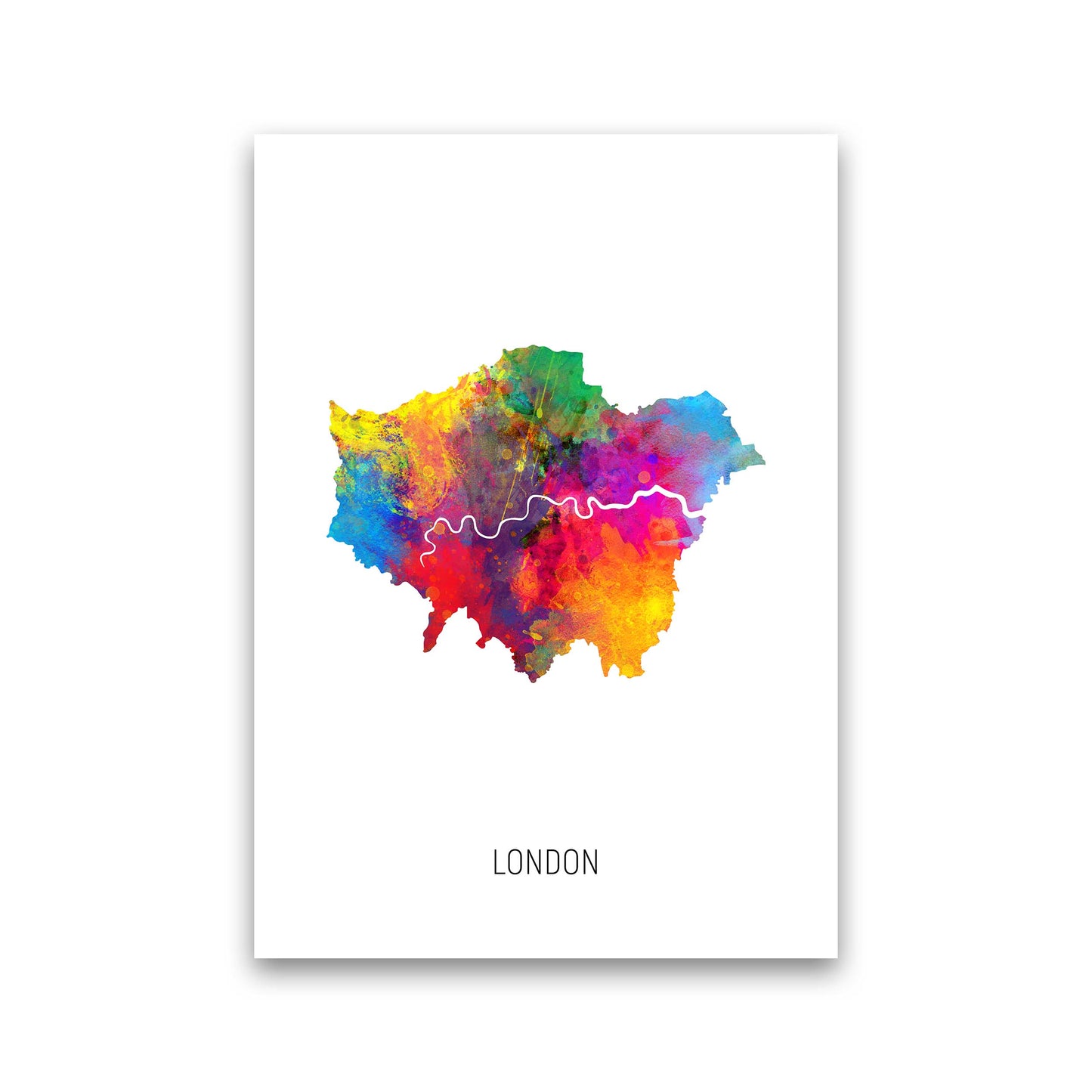 London Watercolour Map Art Print by Michael Tompsett Print Only