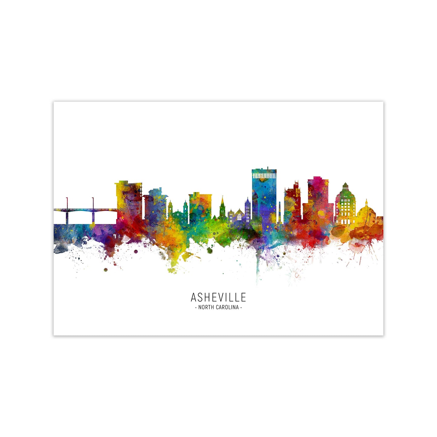 Asheville North Carolina Skyline Print by Michael Tompsett Print Only