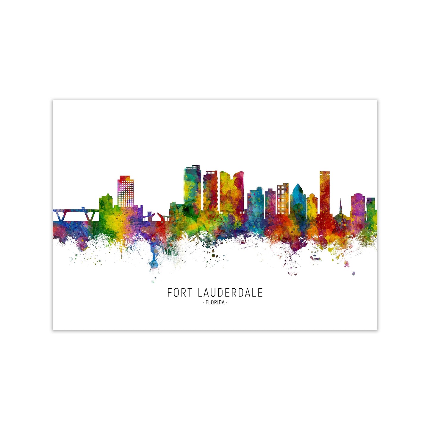 Fort Lauderdale Florida Skyline Art Print by Michael Tompsett Print Only