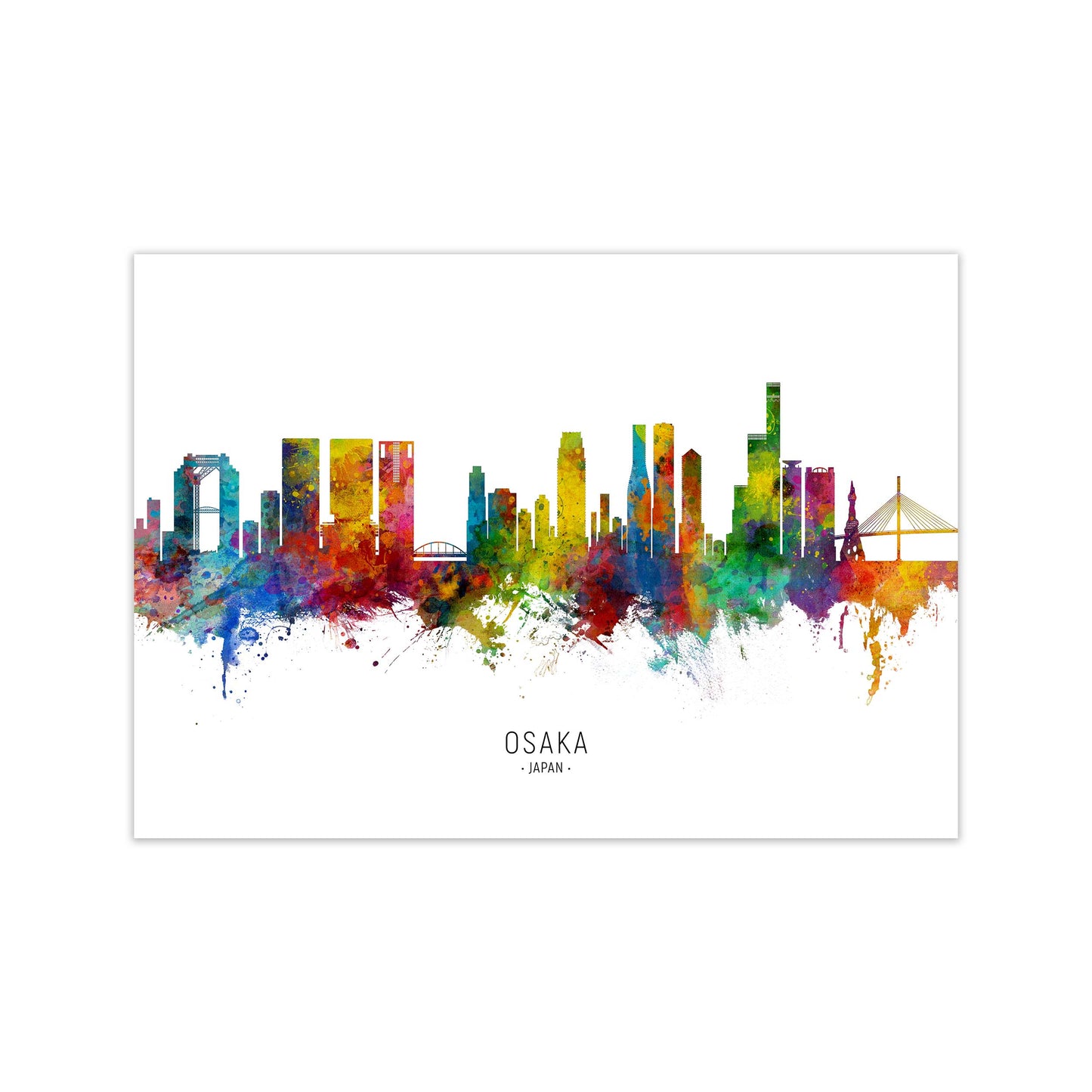 Osaka Japan Skyline Art Print by Michael Tompsett Print Only