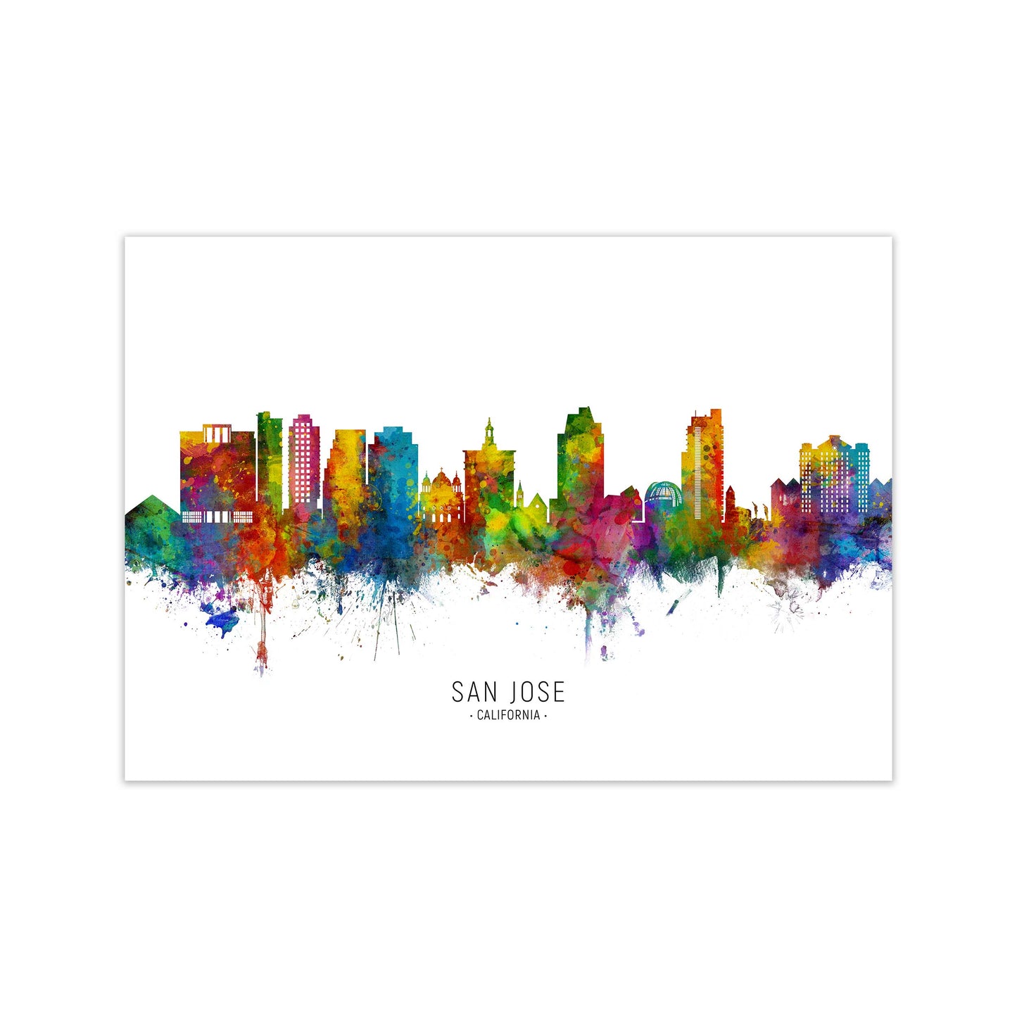 San Jose California Skyline Art Print by Michael Tompsett Print Only