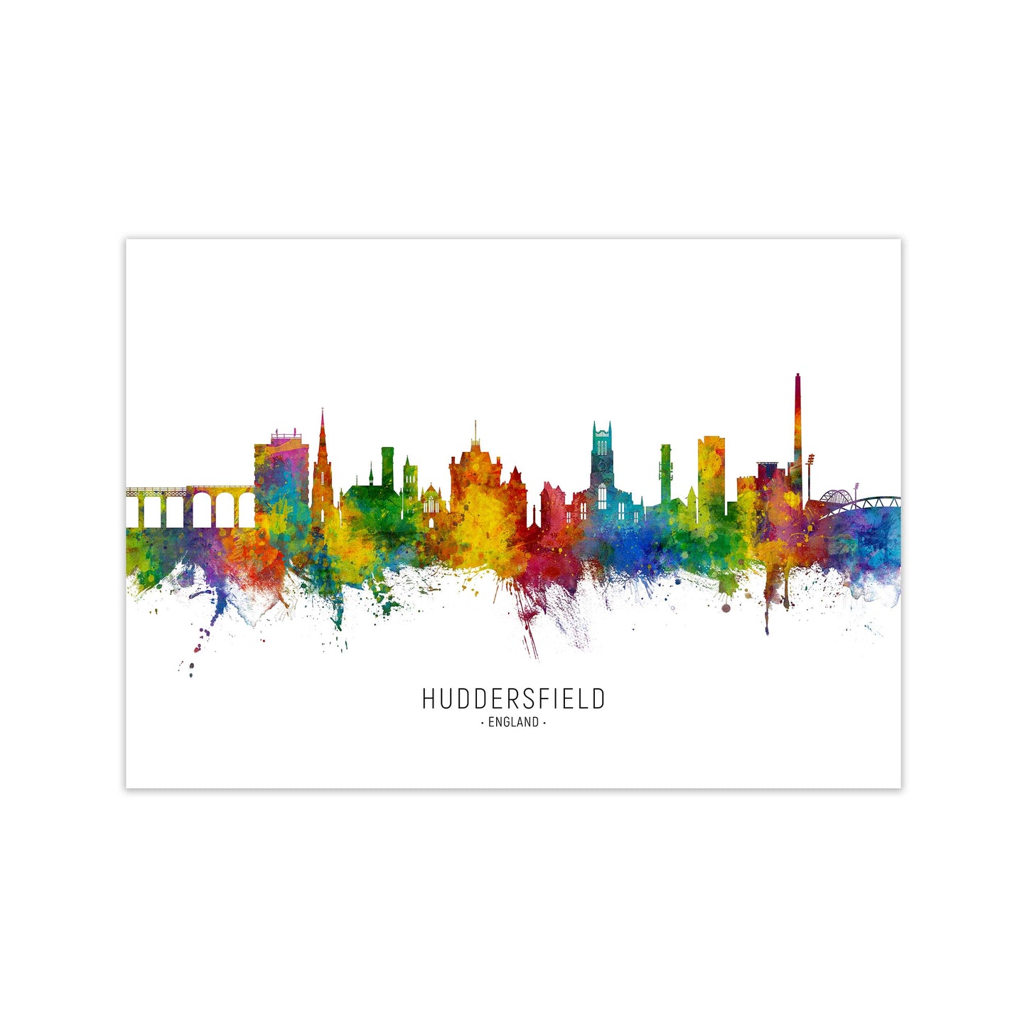 Huddersfield England Skyline Art Print by Michael Tompsett Print Only
