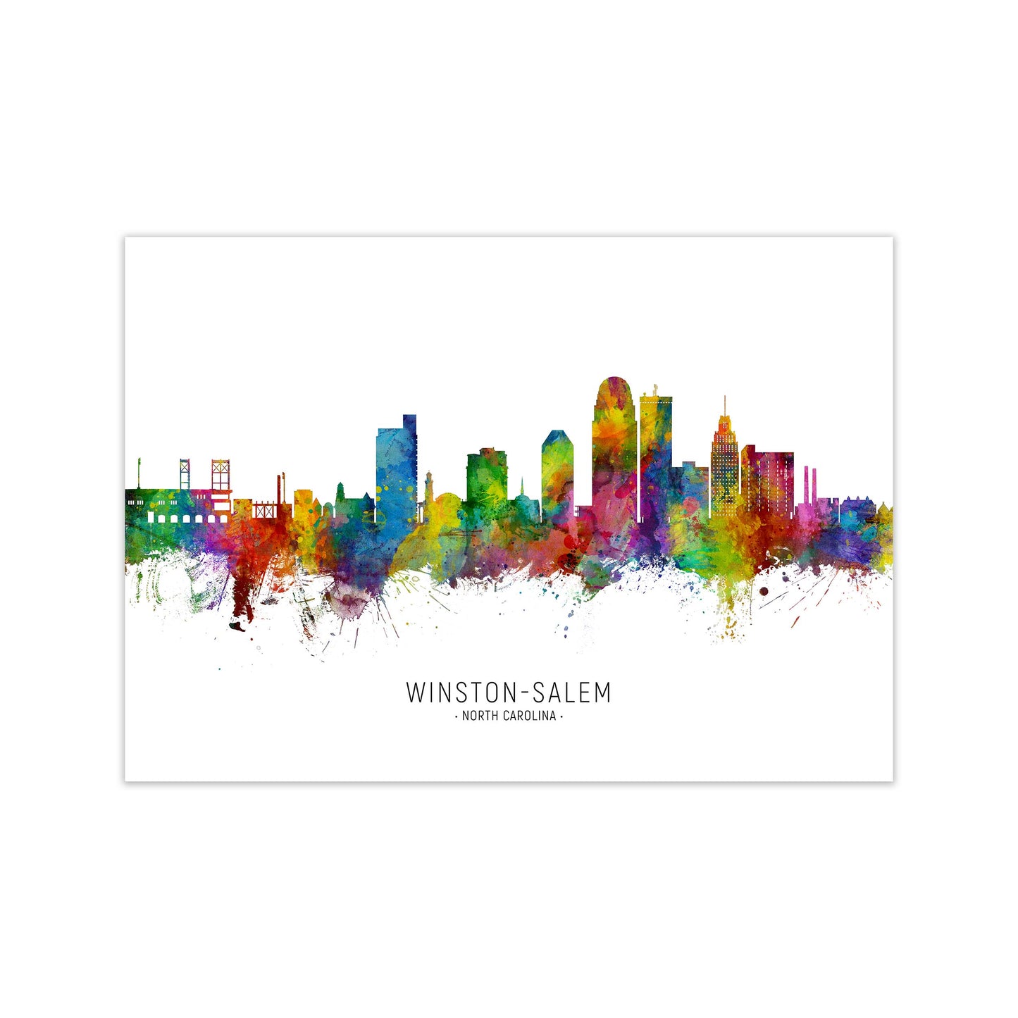 Winston-Salem North Carolina Skyline by Michael Tompsett Print Only