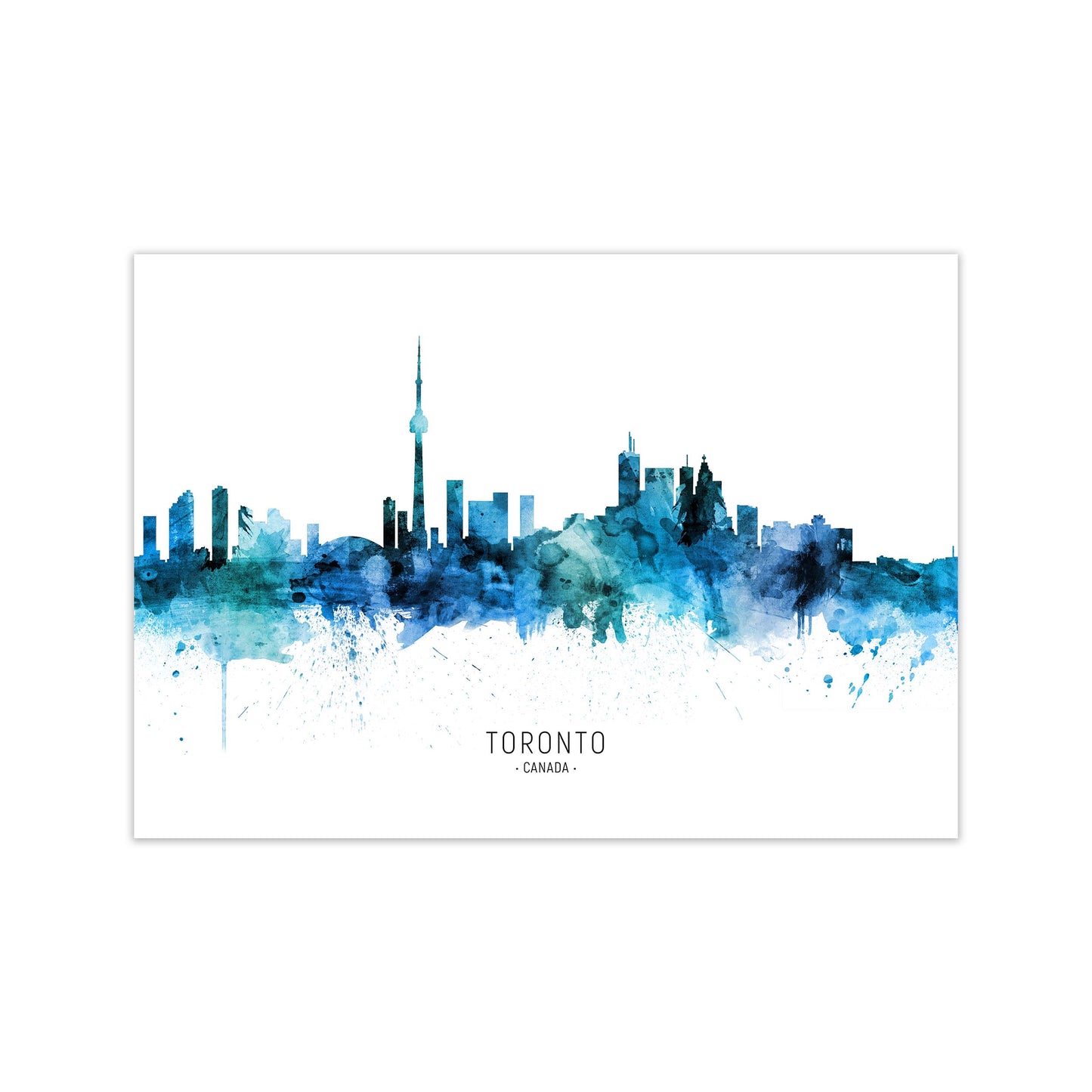 Toronto Canada Skyline Blue City Name by Michael Tompsett Print Only