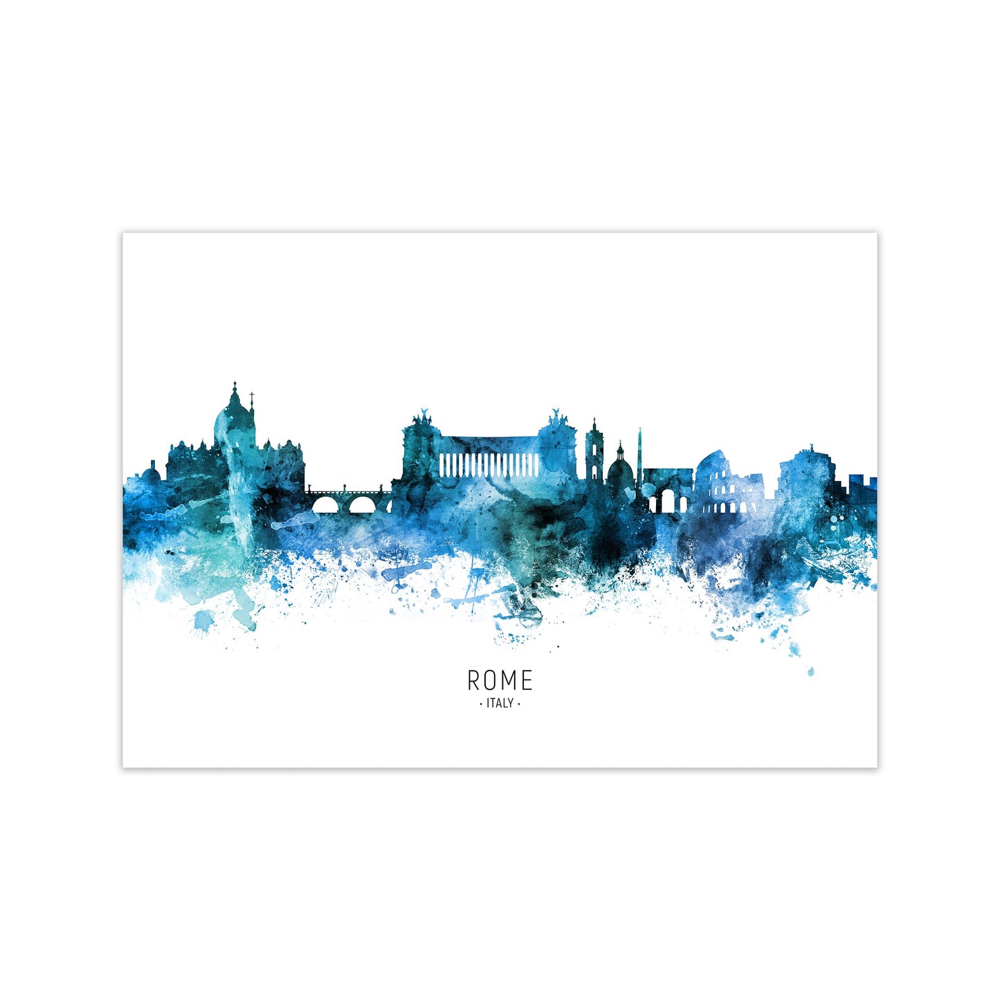 Rome Italy Skyline Blue City Name Print by Michael Tompsett Print Only