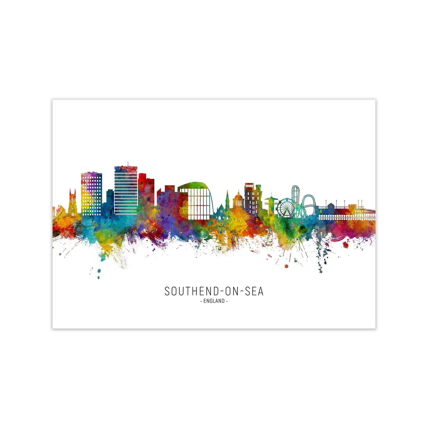 Southend-On-Sea England Skyline Art Print by Michael Tompsett Print Only