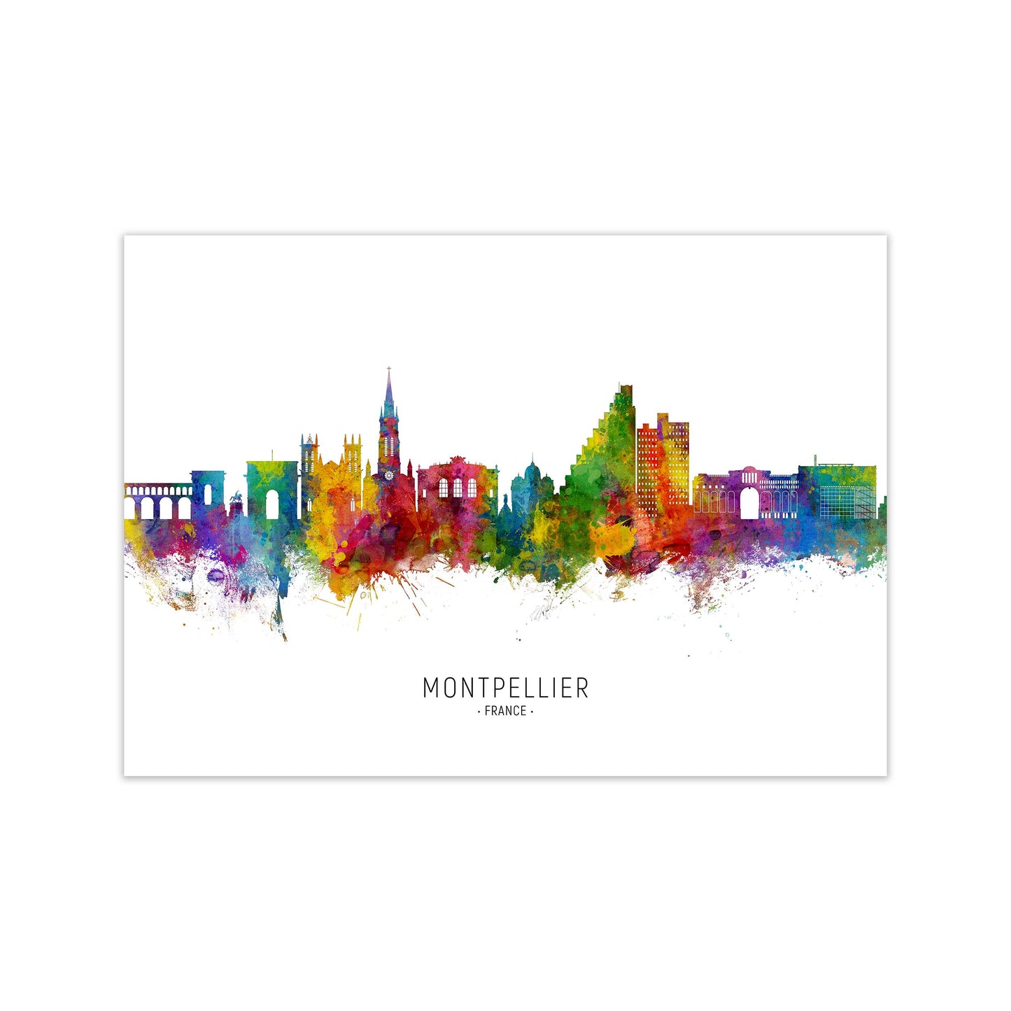 Montpellier France Skyline Art Print by Michael Tompsett Print Only
