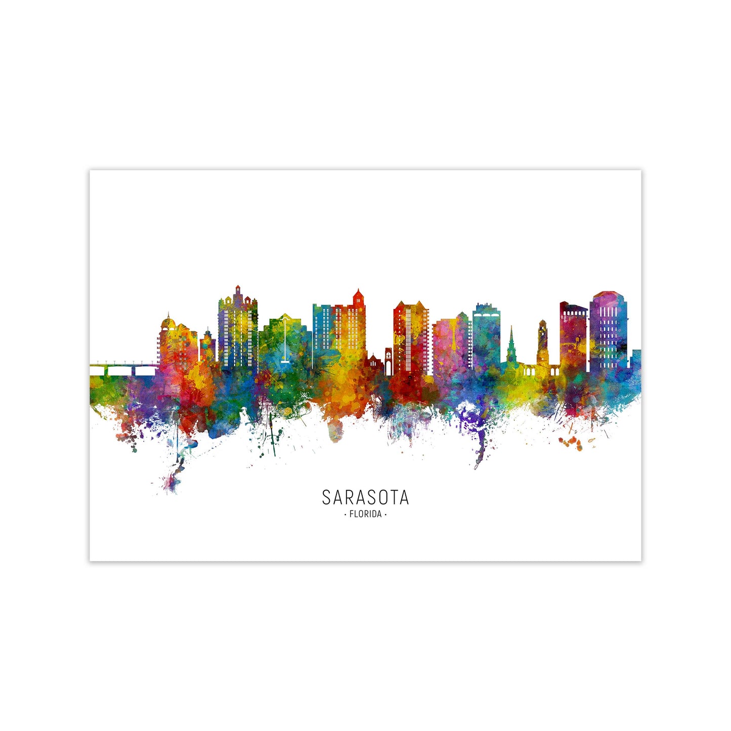 Sarasota Florida Skyline Art Print by Michael Tompsett Print Only