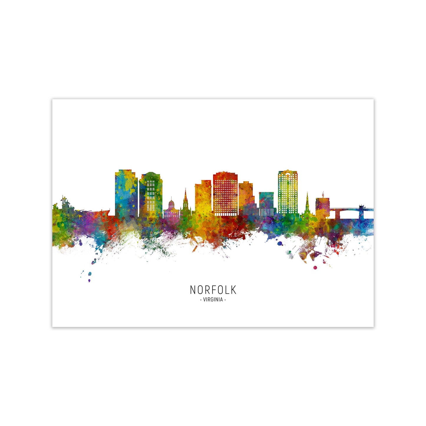 Norfolk Virginia Skyline Art Print by Michael Tompsett Print Only
