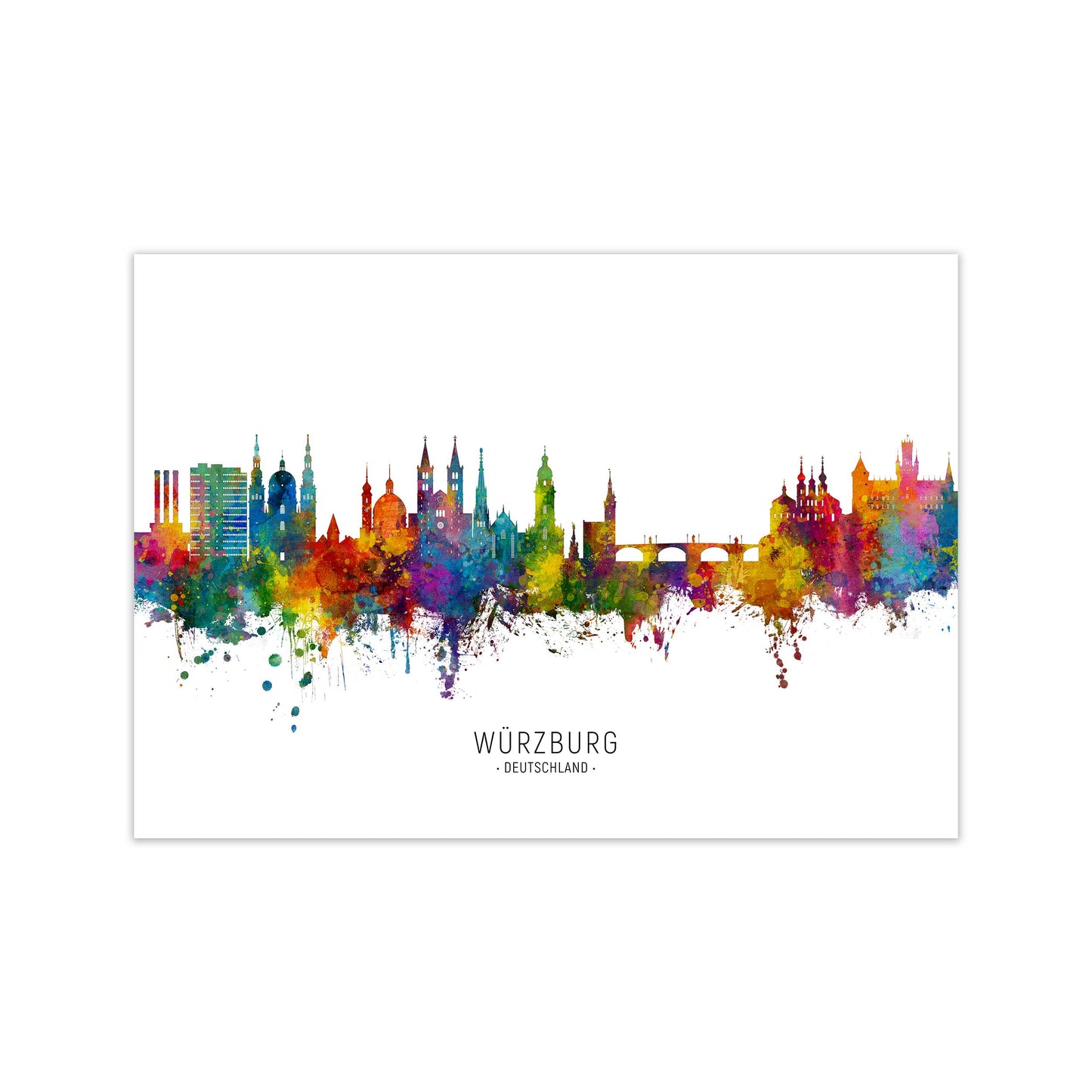 Wurzburg Deutschland Skyline Art Print by Michael Tompsett Print Only
