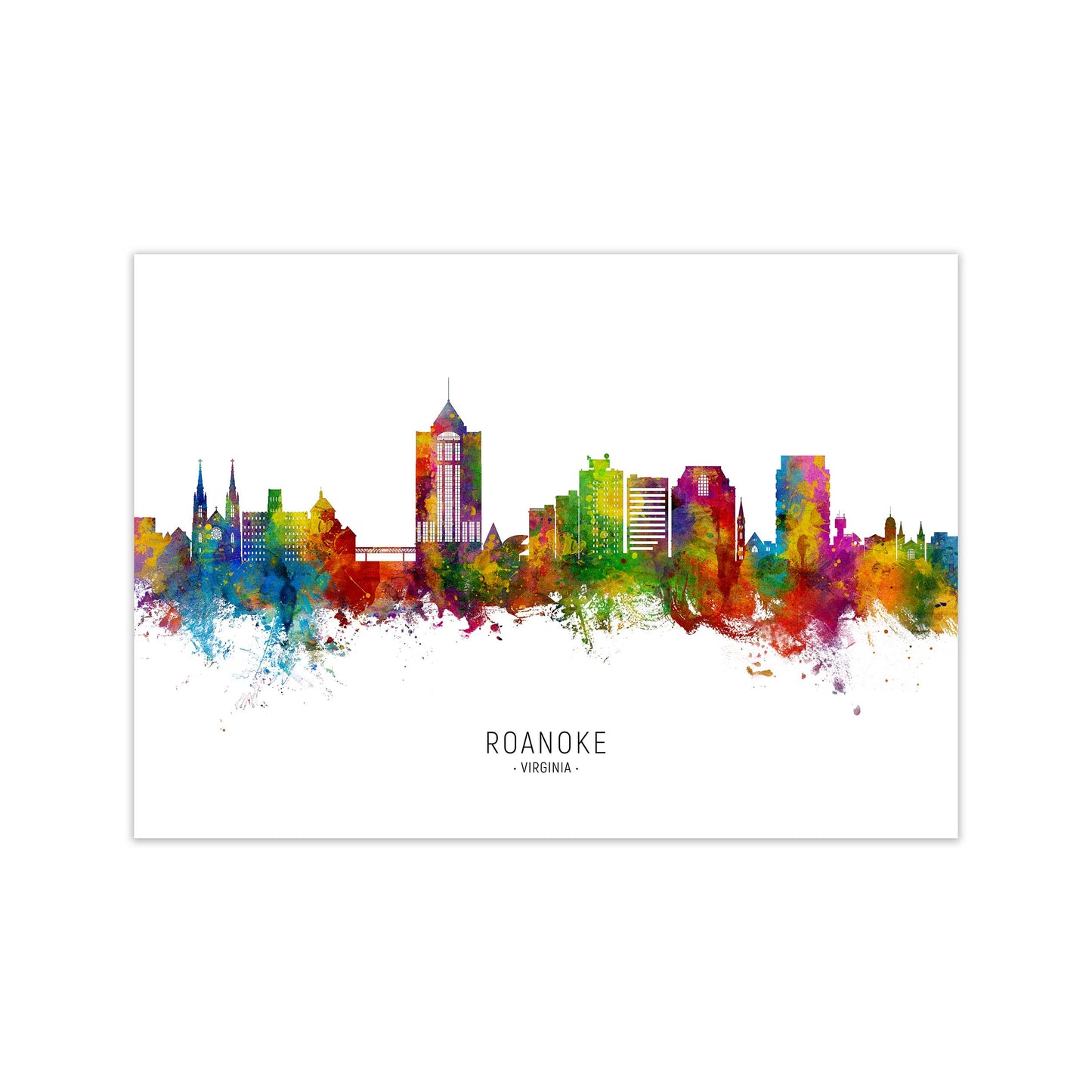 Roanoke Virginia Skyline Art Print by Michael Tompsett Print Only