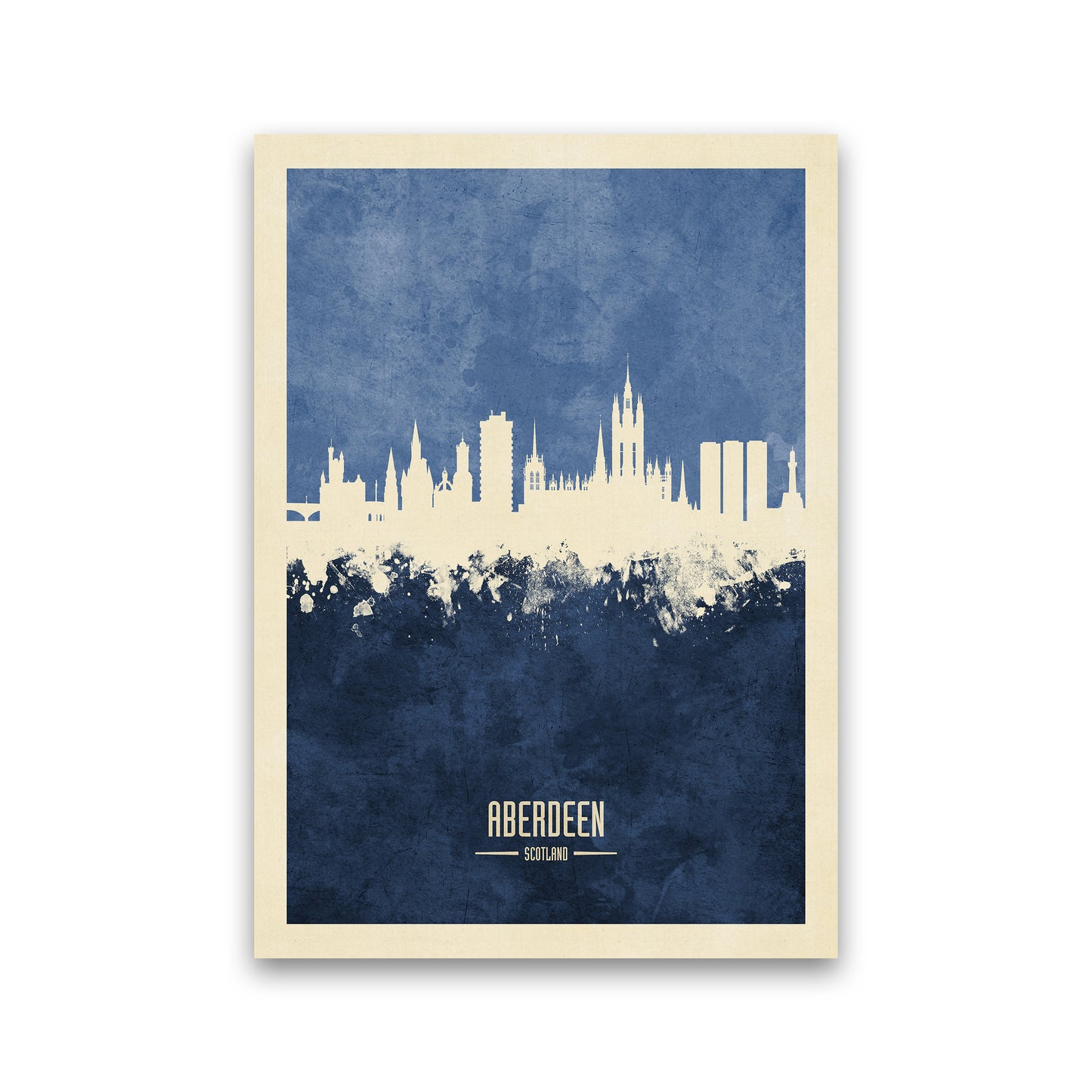 Aberdeen Scotland Skyline Portrait Navy Art Print by Michael Tompsett Print Only