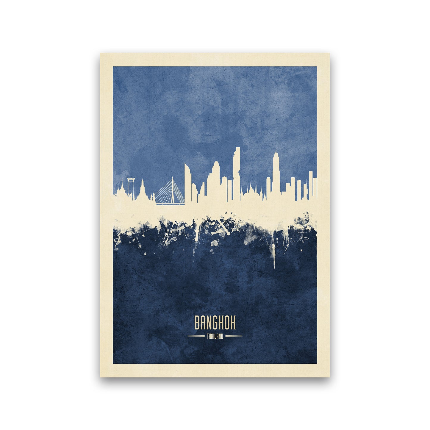 Bangkok Thailand Skyline Portrait Navy Art Print by Michael Tompsett Print Only