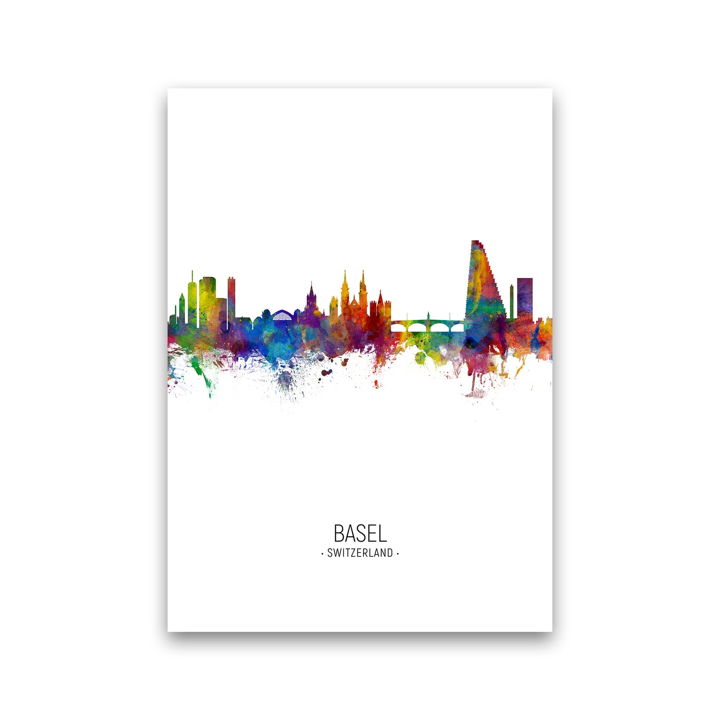 Basel Switzerland Skyline Portrait Art Print by Michael Tompsett Print Only