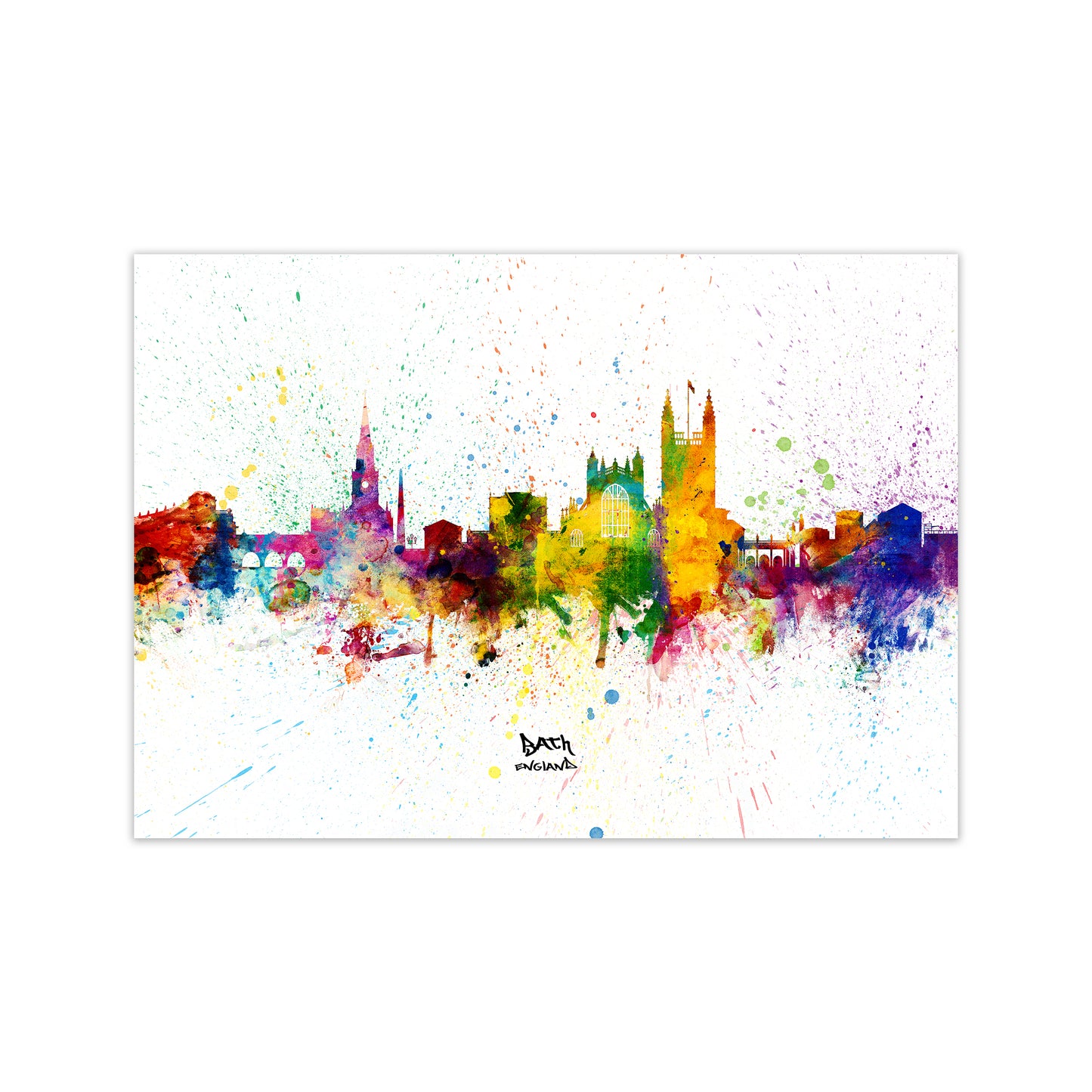 Bath England Skyline Splash Art Print by Michael Tompsett Print Only