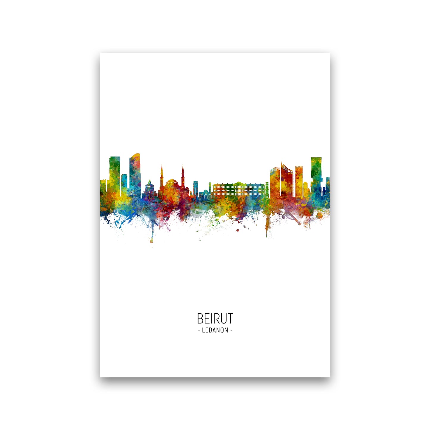 Beirut Lebanon Skyline Portrait Art Print by Michael Tompsett Print Only