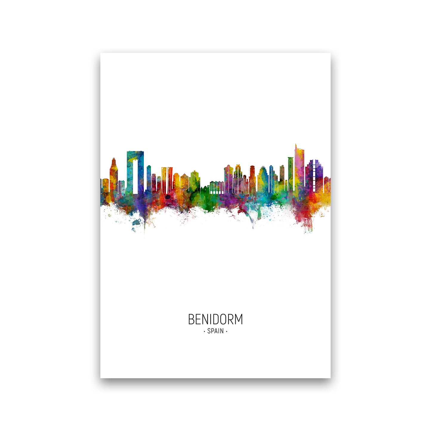Benidorm Spain Skyline Portrait Art Print by Michael Tompsett Print Only