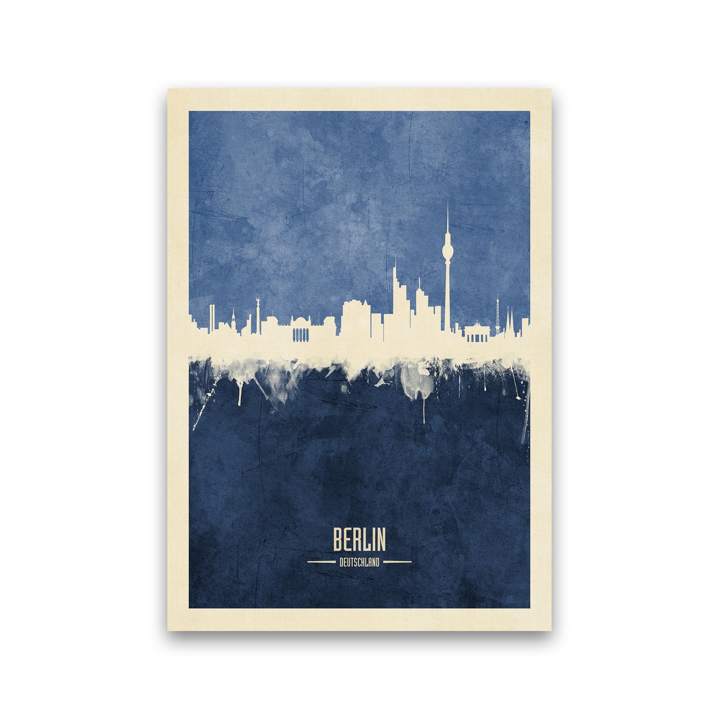 Berlin Germany Skyline Portrait Navy Art Print by Michael Tompsett Print Only