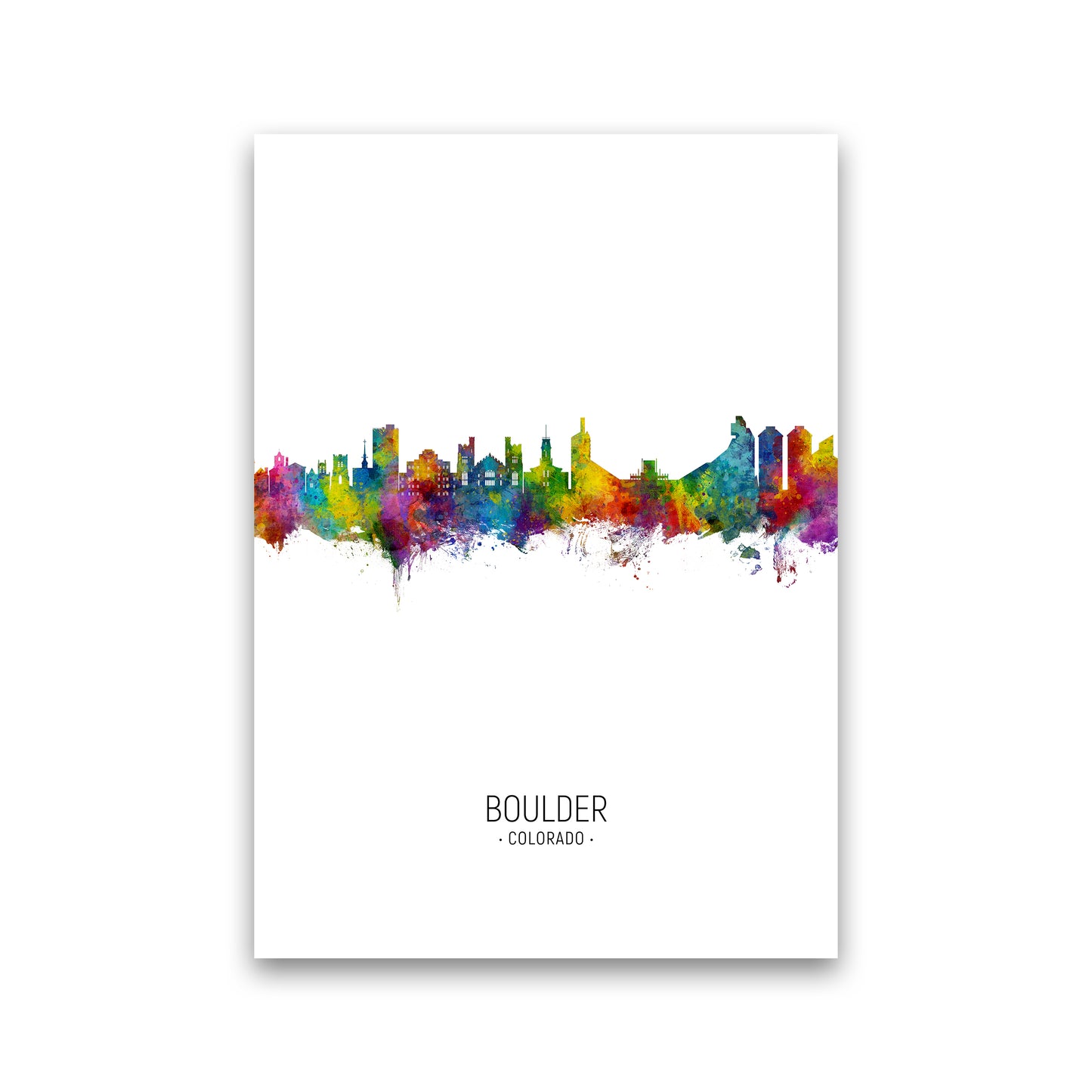 Boulder Colorado Skyline Portrait Art Print by Michael Tompsett Print Only