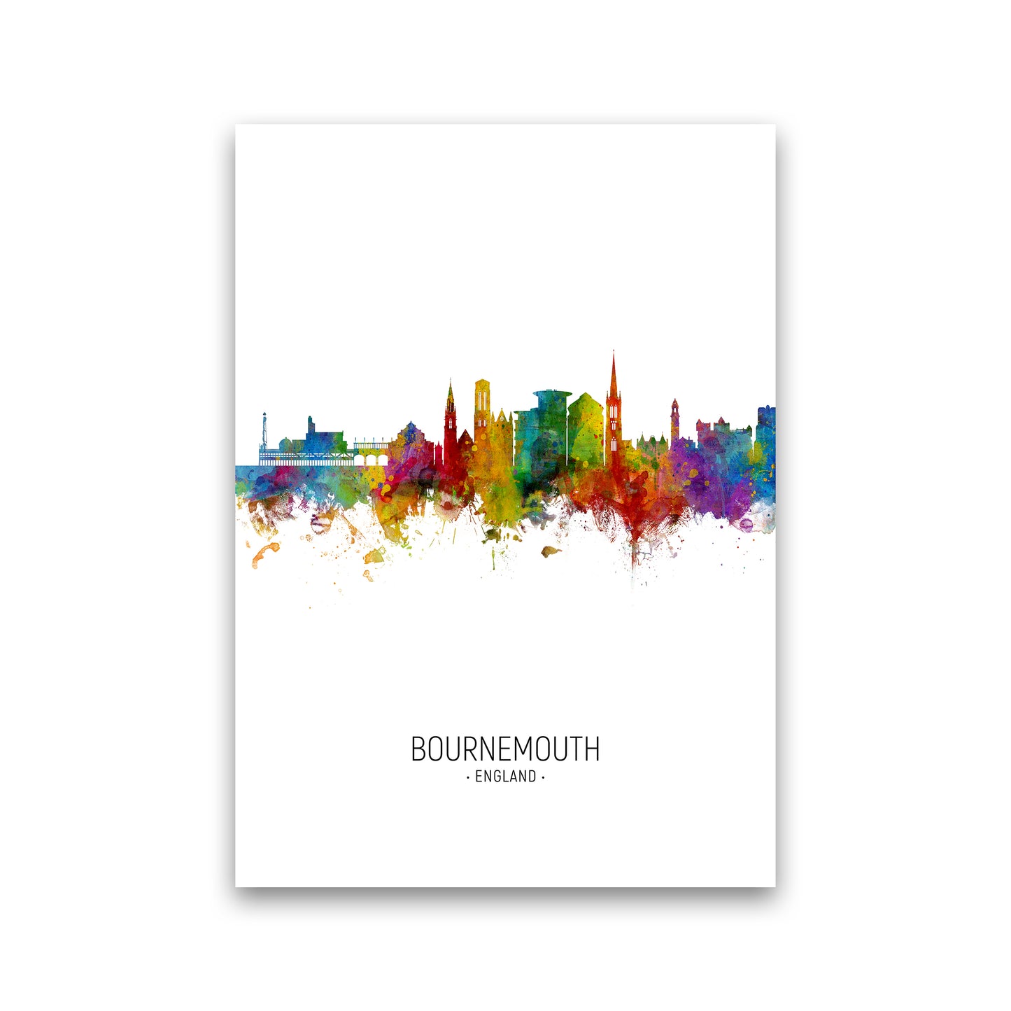 Bournemouth England Skyline Portrait Art Print by Michael Tompsett Print Only