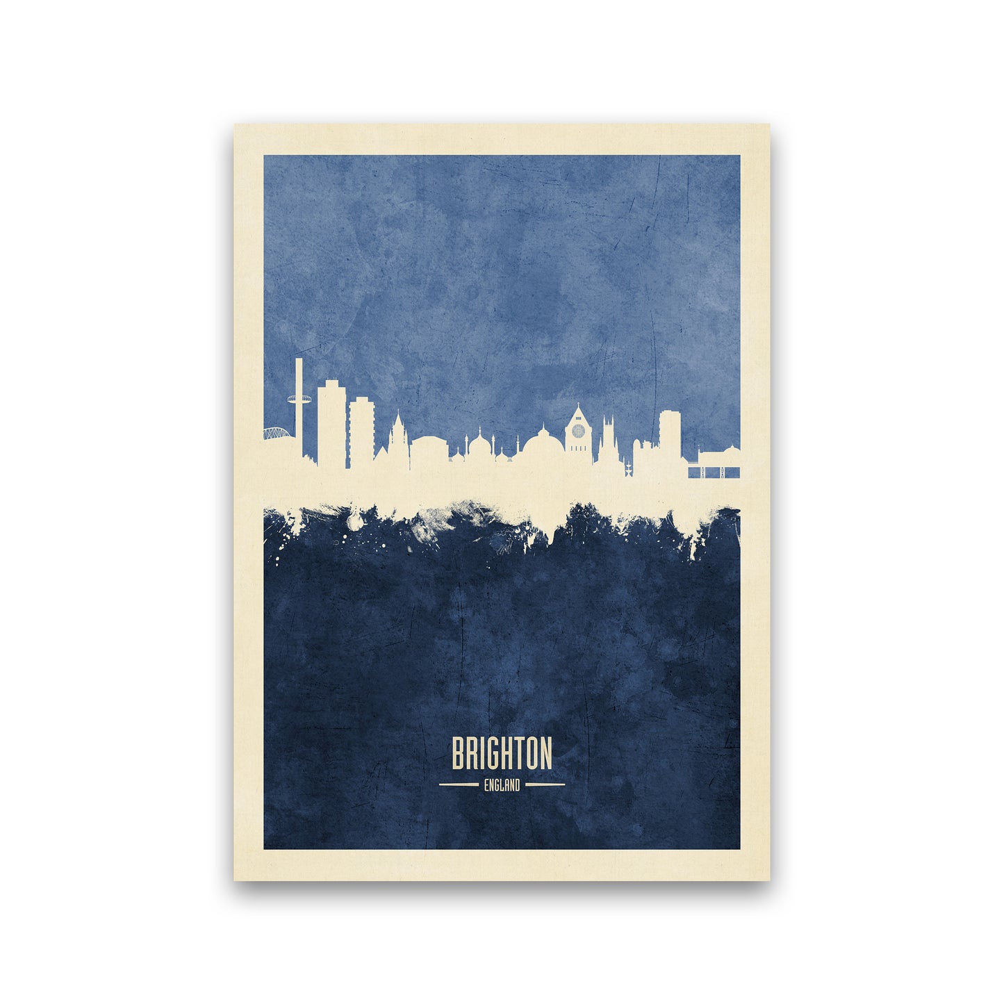 Brighton England Skyline Portrait Navy Art Print by Michael Tompsett Print Only