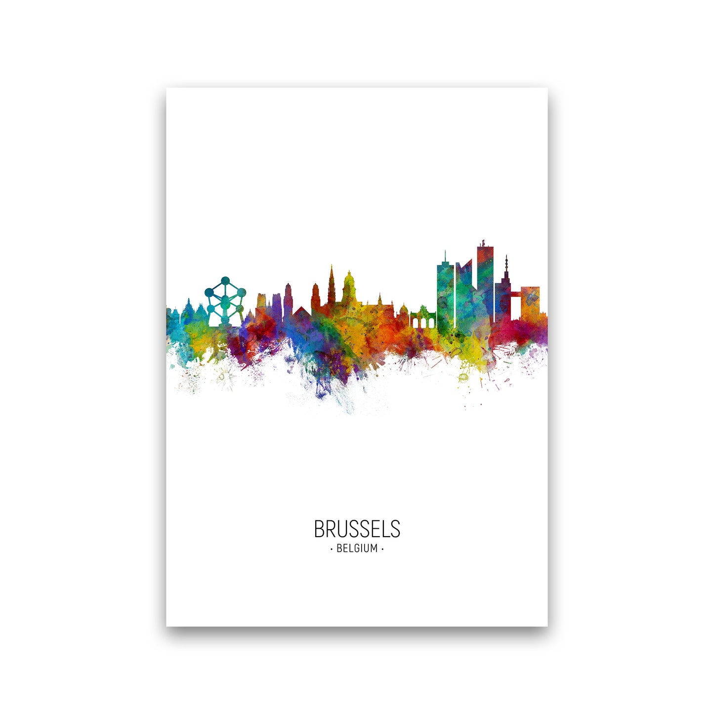 Brussels Belgium Skyline Portrait Art Print by Michael Tompsett Print Only