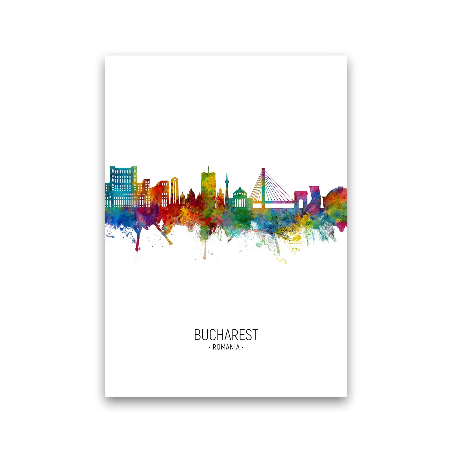 Bucharest Romania Skyline Portrait Art Print by Michael Tompsett Print Only