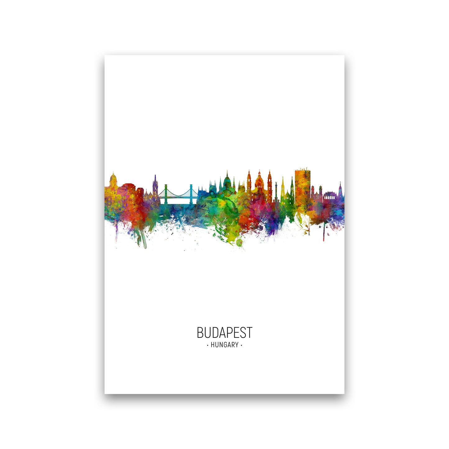 Budapest Hungary Skyline Portrait Art Print by Michael Tompsett Print Only