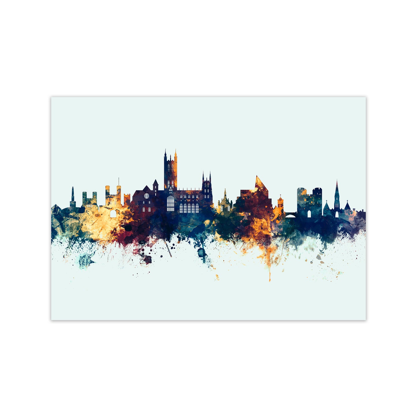 Canterbury England Skyline Blue Orange Art Print by Michael Tompsett Print Only
