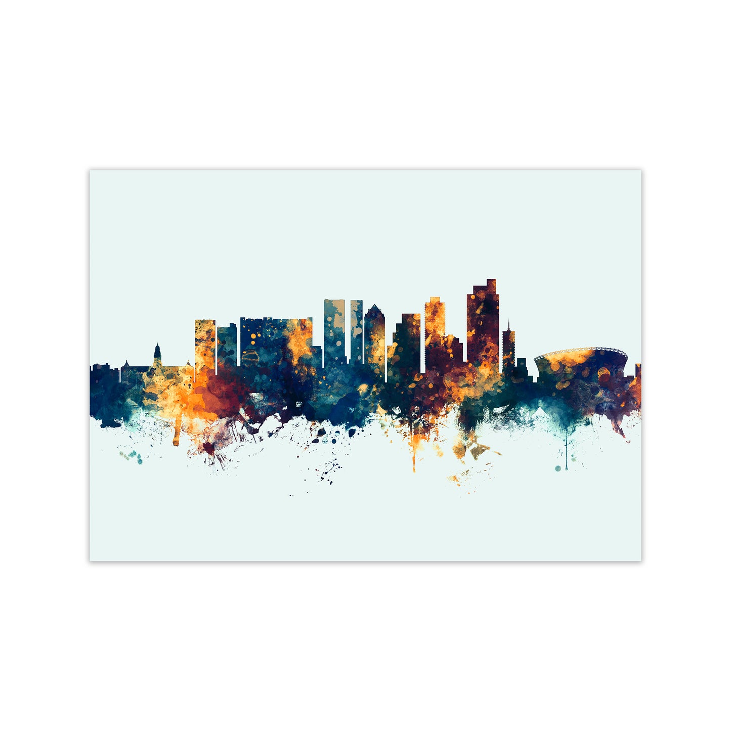 Cape Town South Africa Skyline Blue Orange Art Print by Michael Tompsett Print Only
