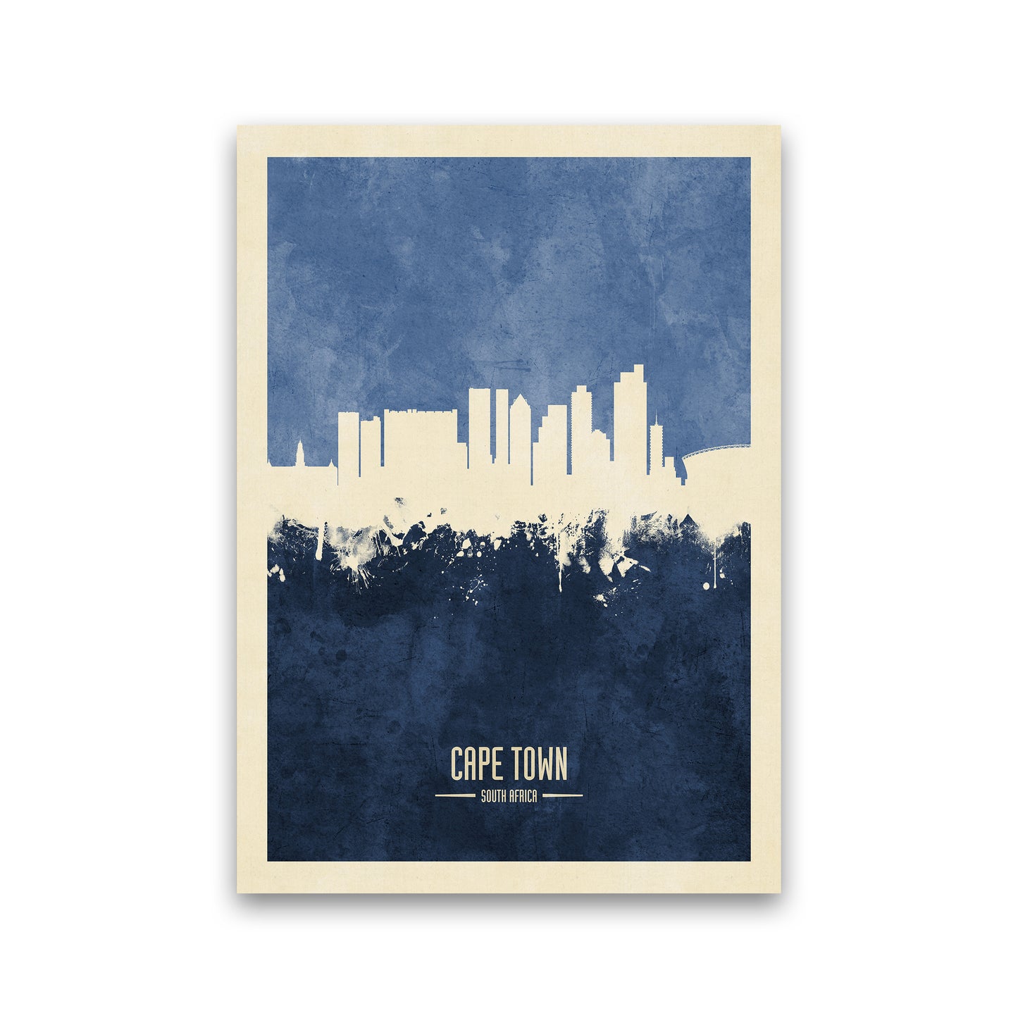 Cape Town South Africa Skyline Portrait Navy Art Print by Michael Tompsett Print Only
