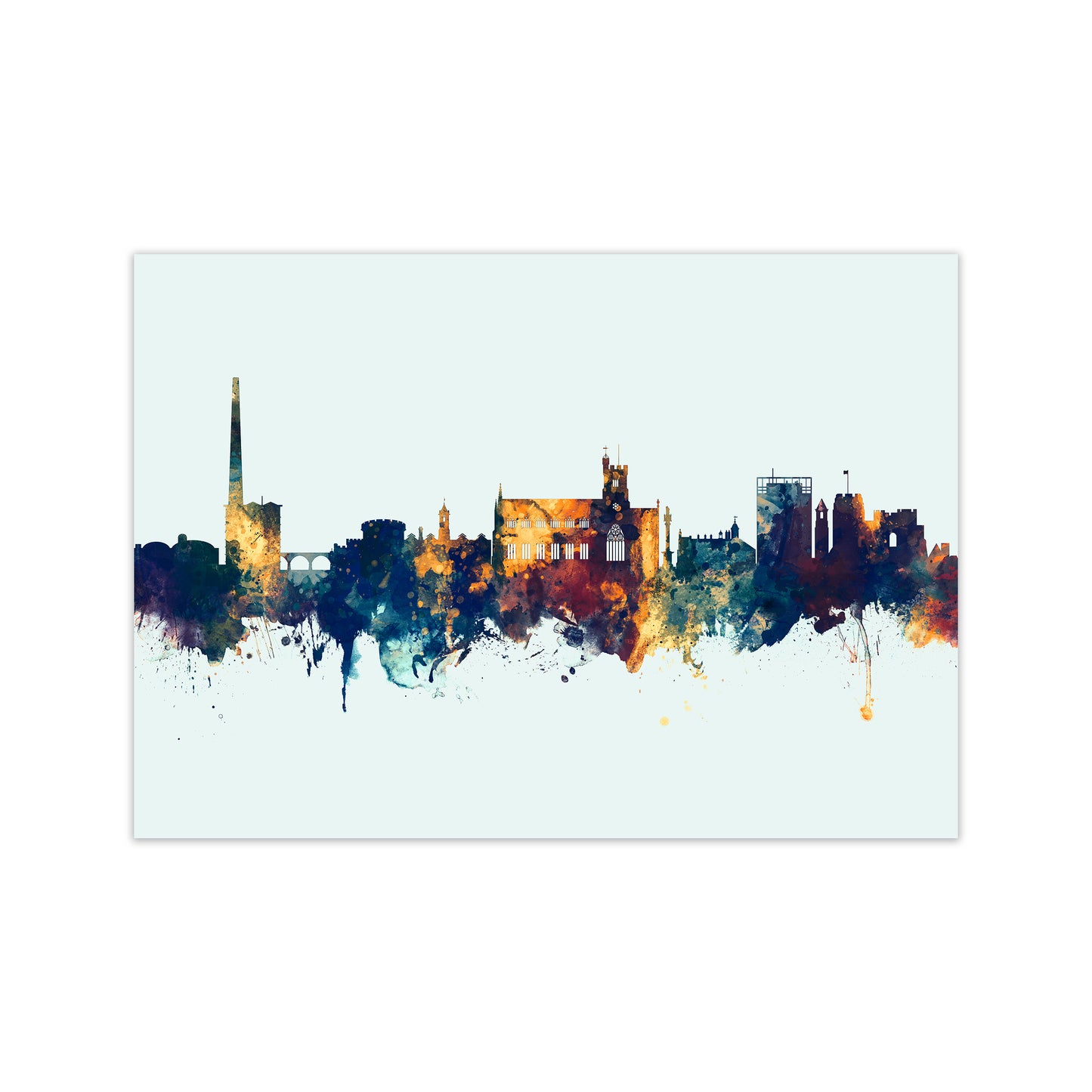 Carlisle England Skyline Blue Orange Art Print by Michael Tompsett Print Only