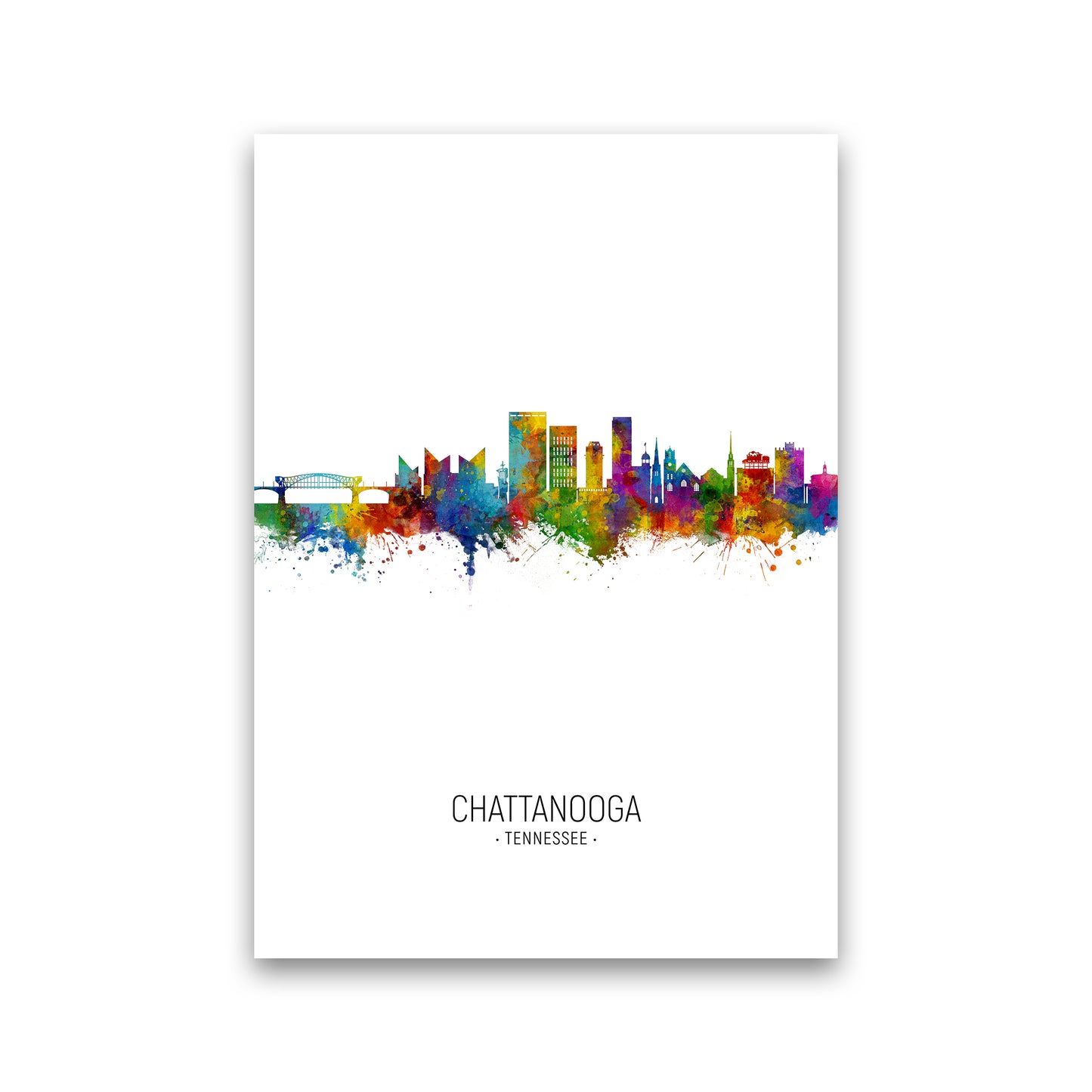 Chattanooga Tennessee Skyline Portrait Art Print by Michael Tompsett Print Only