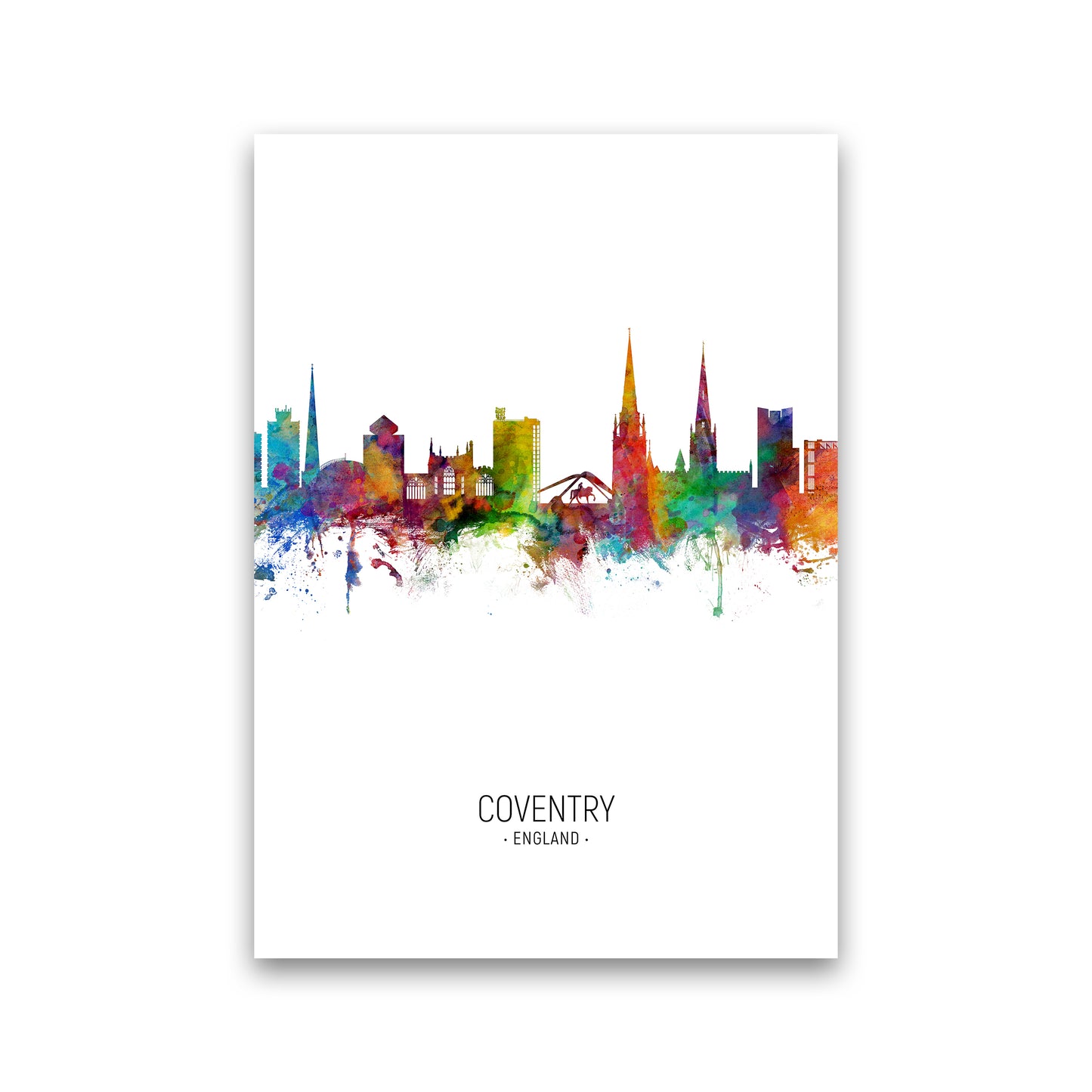 Coventry England Skyline Portrait Art Print by Michael Tompsett Print Only