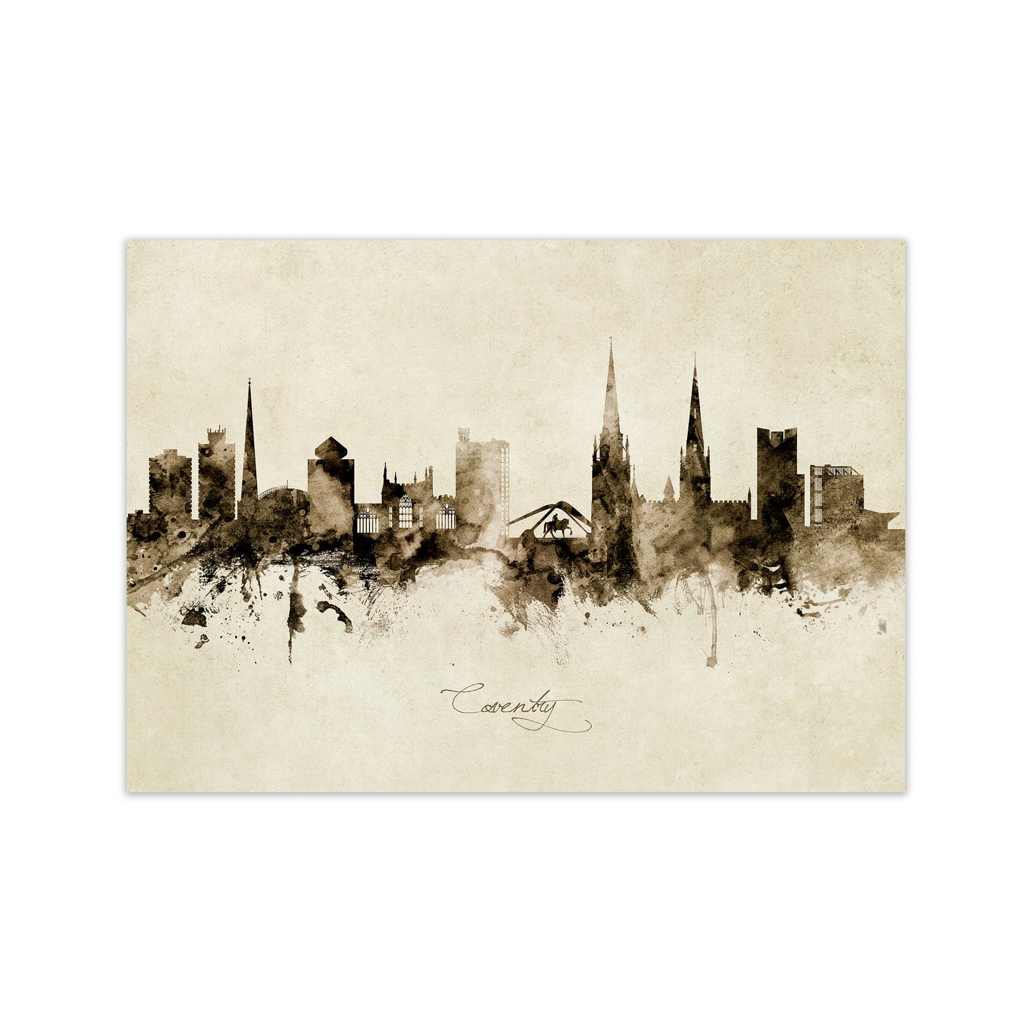 Coventry England Skyline Vintage Art Print by Michael Tompsett Print Only