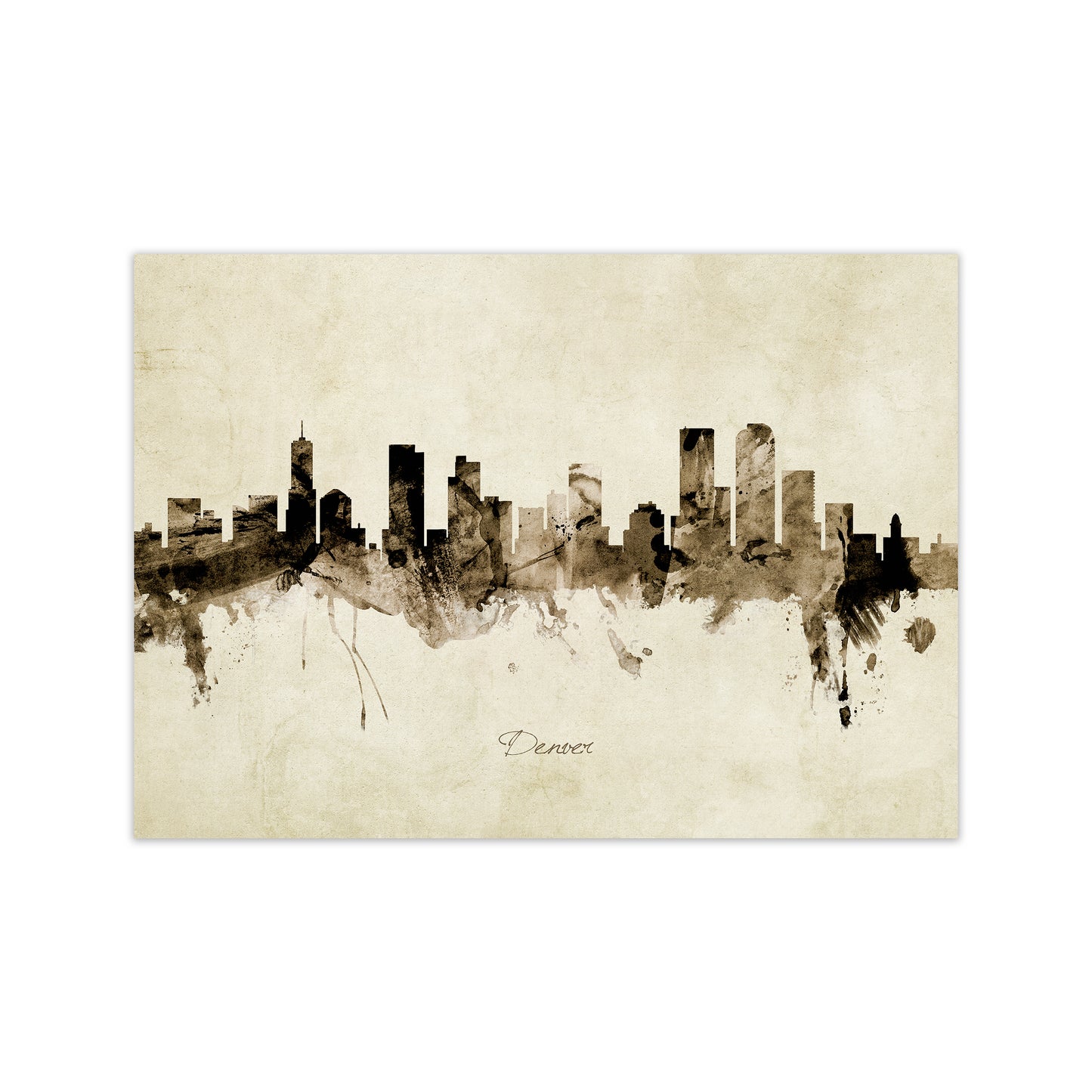 Denver Colorado Skyline Vintage Art Print by Michael Tompsett Print Only