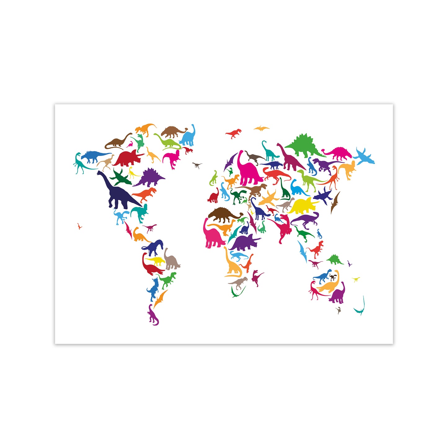 Dinosaur Map Colours Art Print by Michael Tompsett Print Only