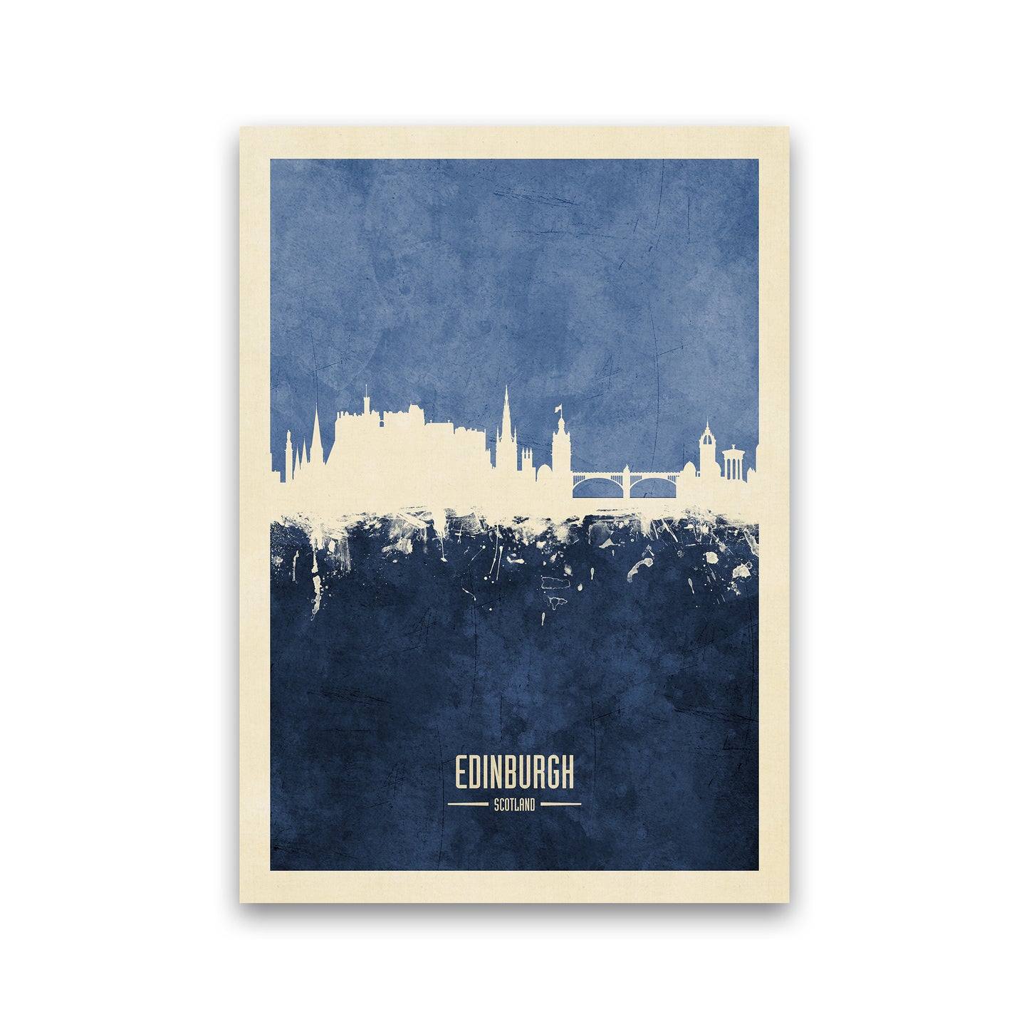 Edinburgh Scotland Skyline Portrait Navy Art Print by Michael Tompsett Print Only