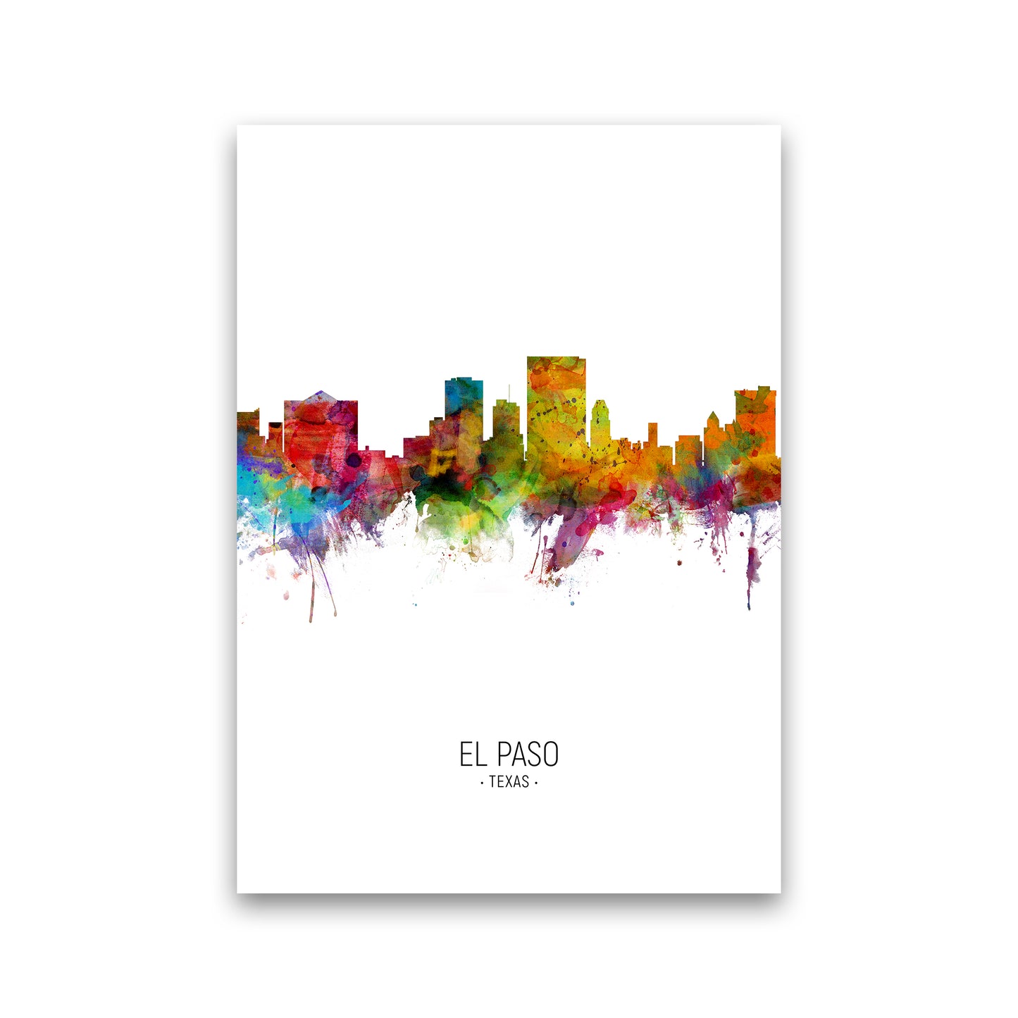 El Paso Texas Skyline Portrait Art Print by Michael Tompsett Print Only