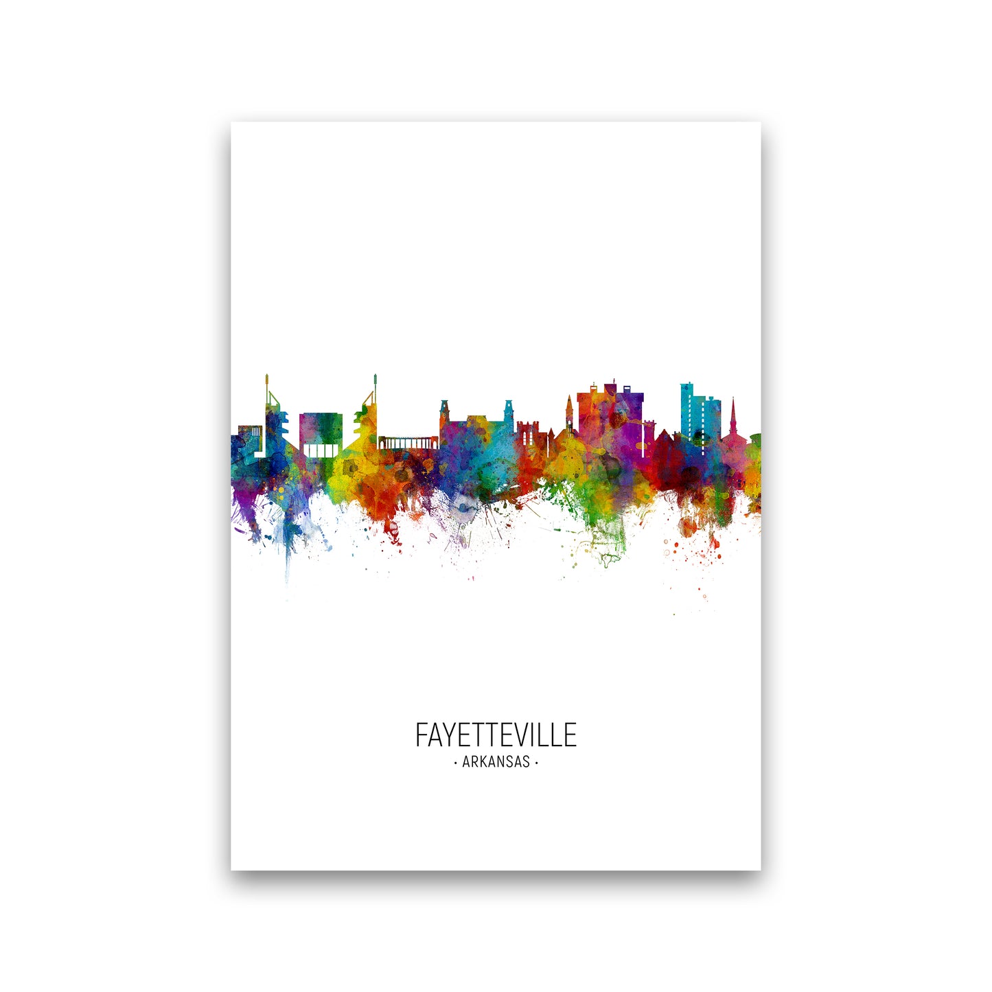 Fayetteville Arkansas Skyline Portrait Art Print by Michael Tompsett Print Only