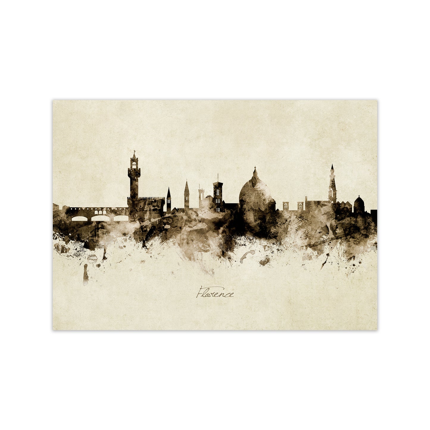 Florence Italy Skyline Vintage Art Print by Michael Tompsett Print Only