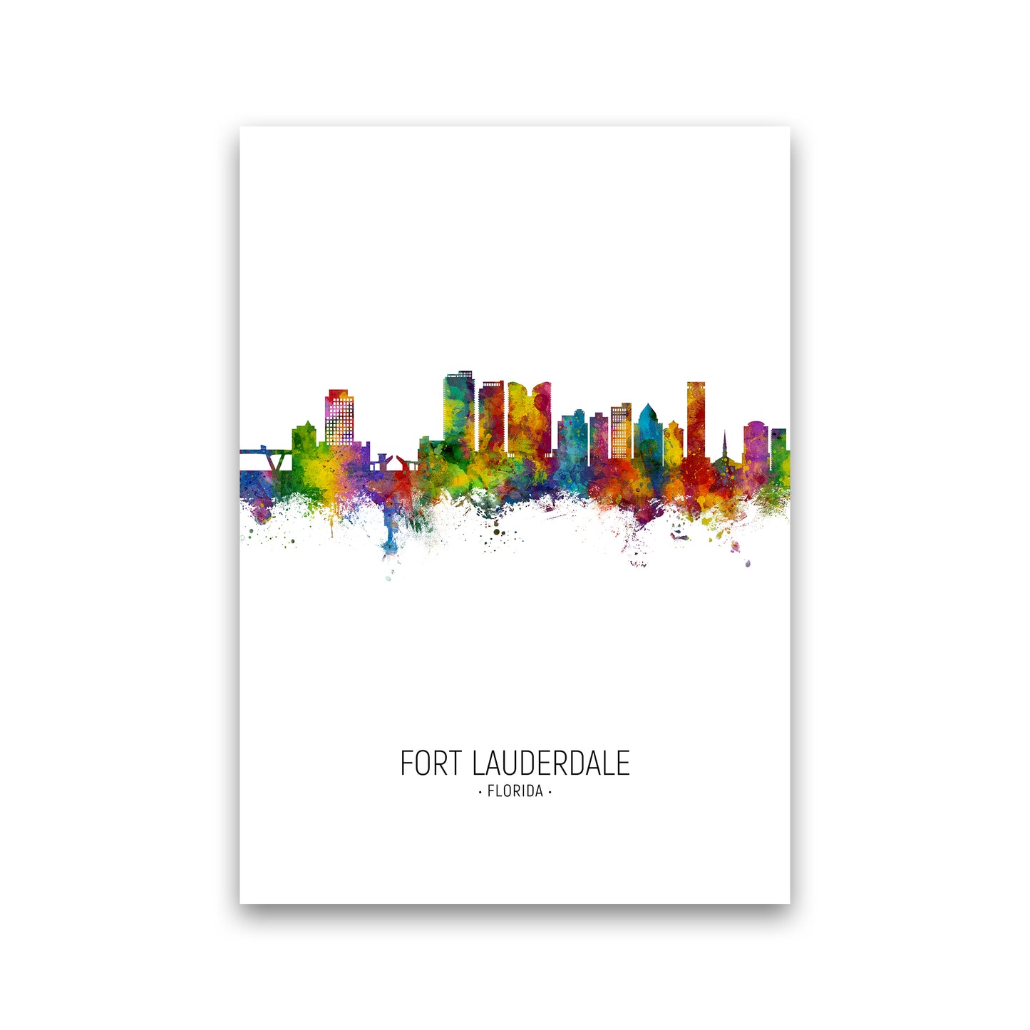 Fort Lauderdale Florida Skyline Portrait Art Print by Michael Tompsett Print Only
