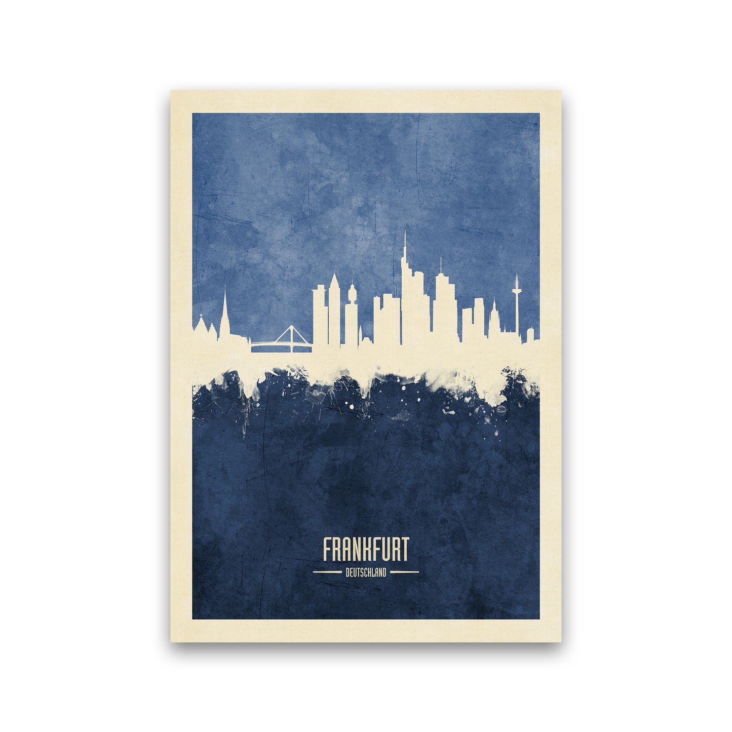 Frankfurt Germany Skyline Portrait Navy Art Print by Michael Tompsett Print Only