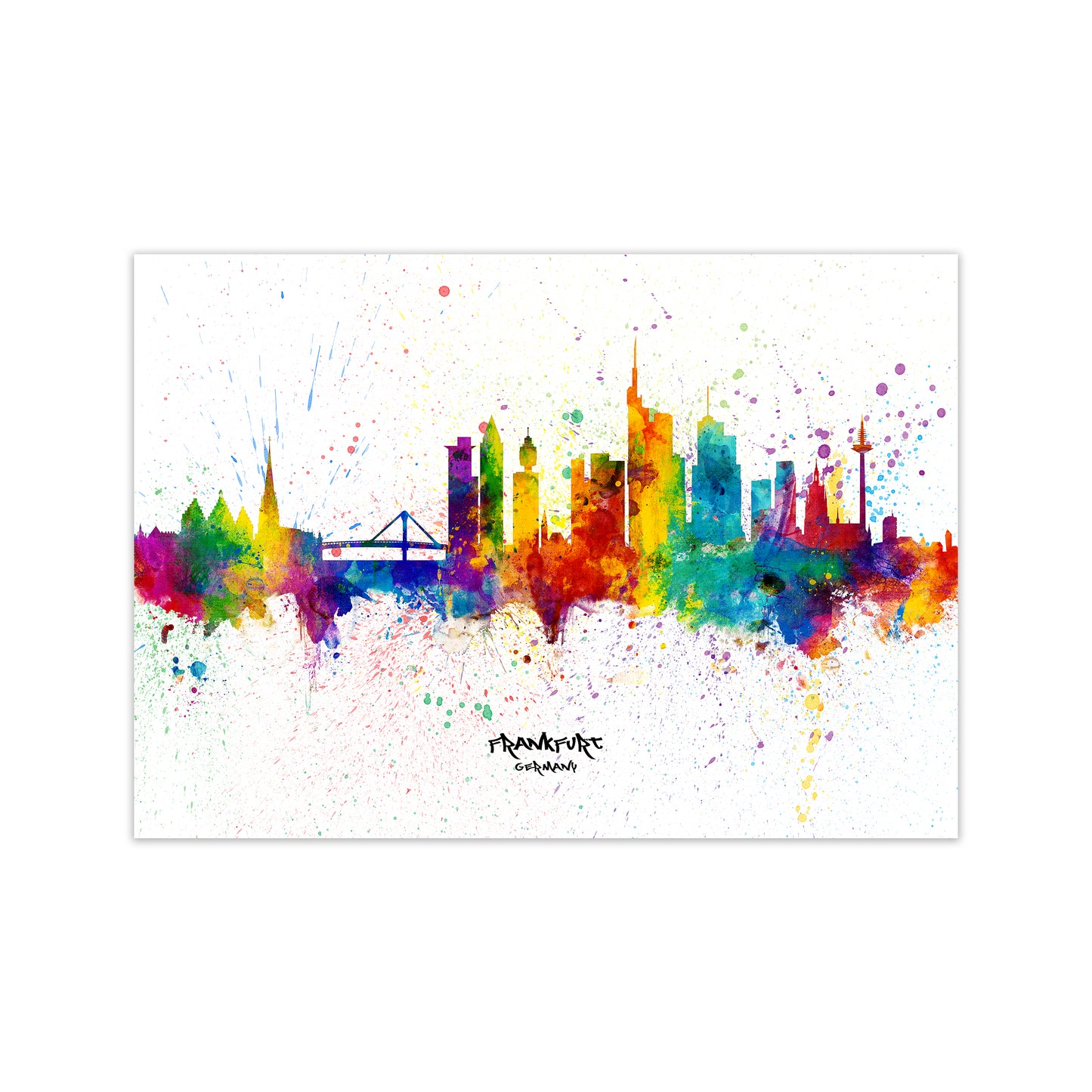 Frankfurt Germany Skyline Splash Art Print by Michael Tompsett Print Only