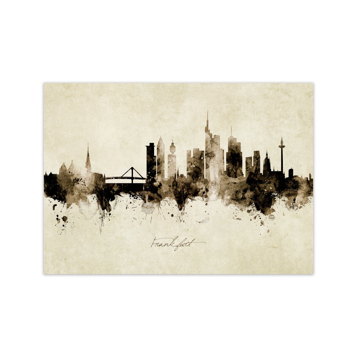 Frankfurt Germany Skyline Vintage Art Print by Michael Tompsett Print Only