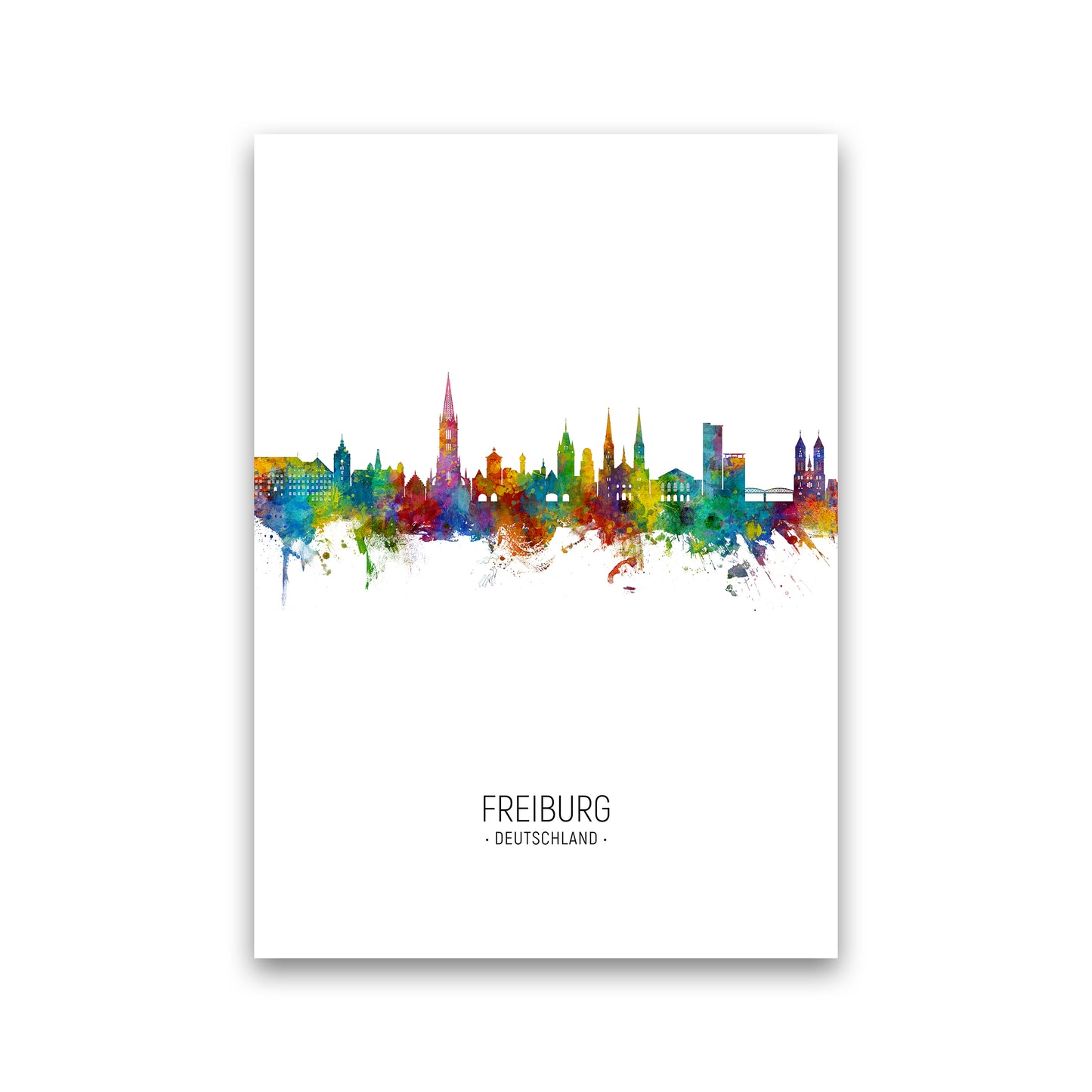 Freiburg Deutschland Skyline Portrait Art Print by Michael Tompsett Print Only
