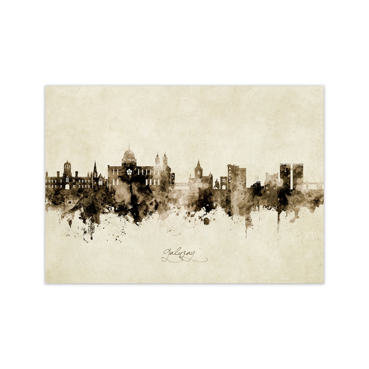 Galway Ireland Skyline Vintage Art Print by Michael Tompsett Print Only